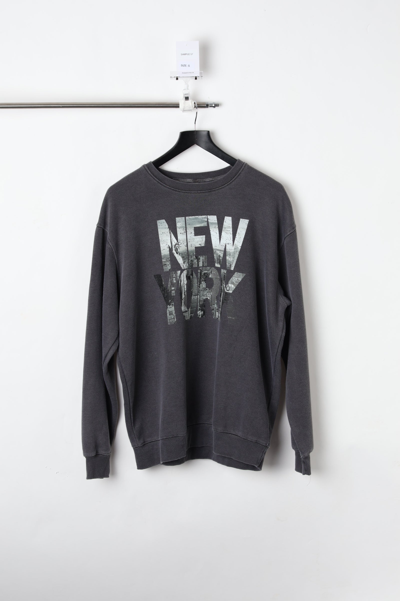 New York Skyline Charcoal Washed Sweatshirt (Size S) – Sample