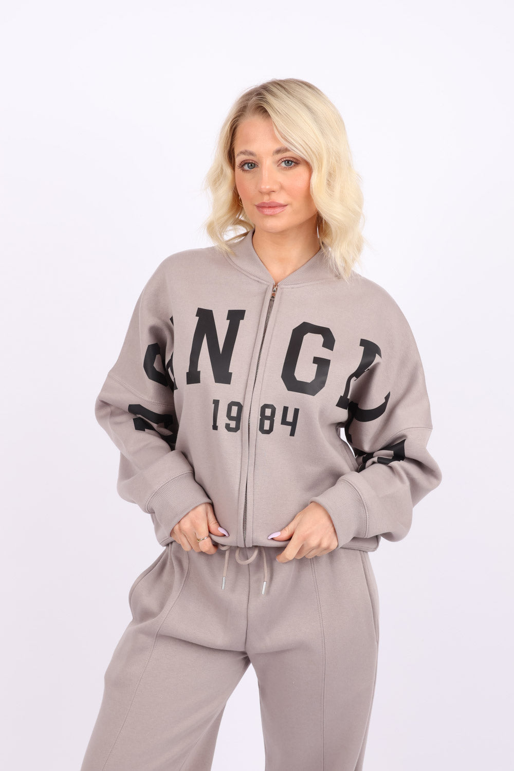 Bomber Style Fleece Zipper Co-ord Set in Los Angeles Print (Pack of 6 Sets)