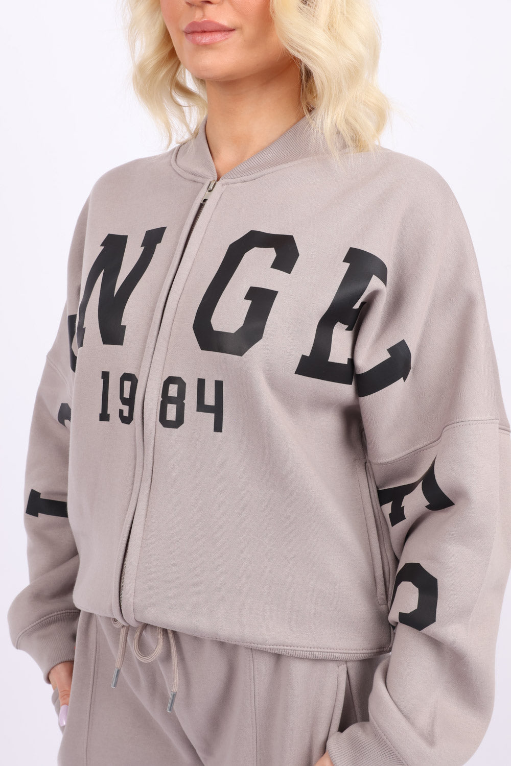 Bomber Style Fleece Zipper Co-ord Set in Los Angeles Print (Pack of 6 Sets)