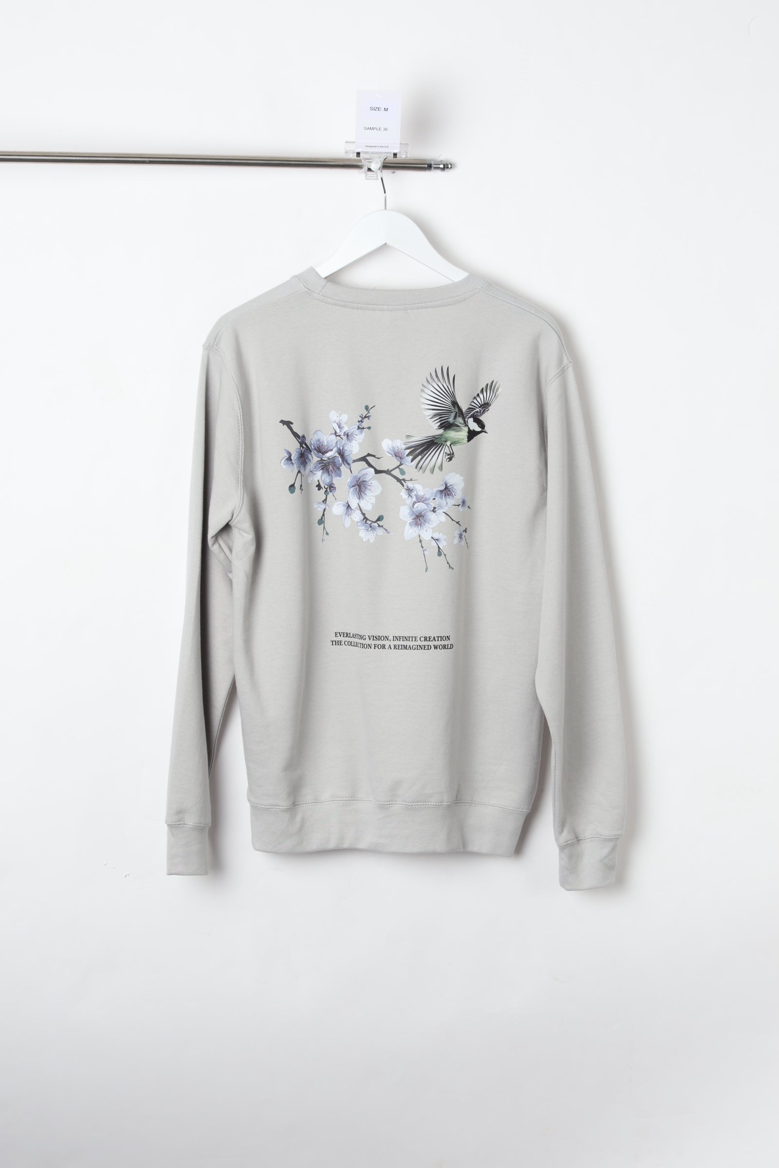 Retraite Front Embroidery & Printed Grey Sweatshirt (Size M) – Sample