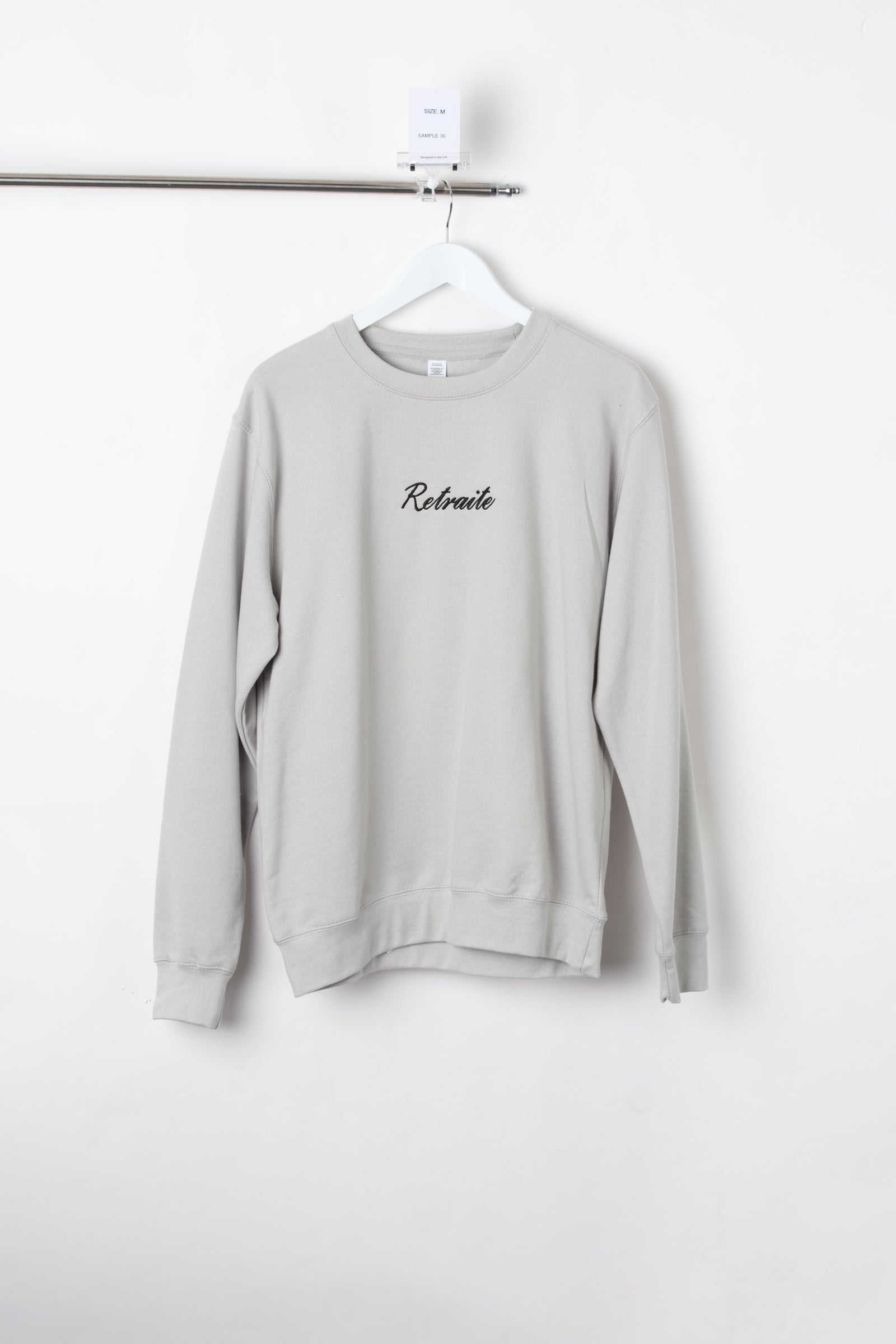 Retraite Front Embroidery & Printed Grey Sweatshirt (Size M) – Sample