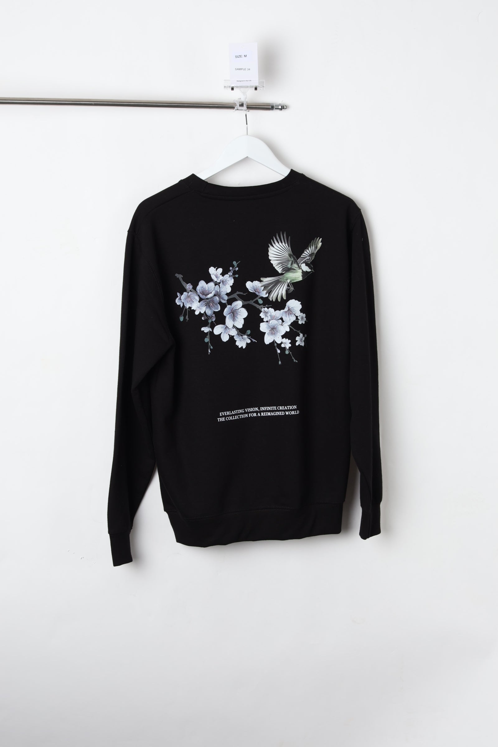 Retraite Front Embroidery & Printed Back Black Sweatshirt (Size M) – Sample
