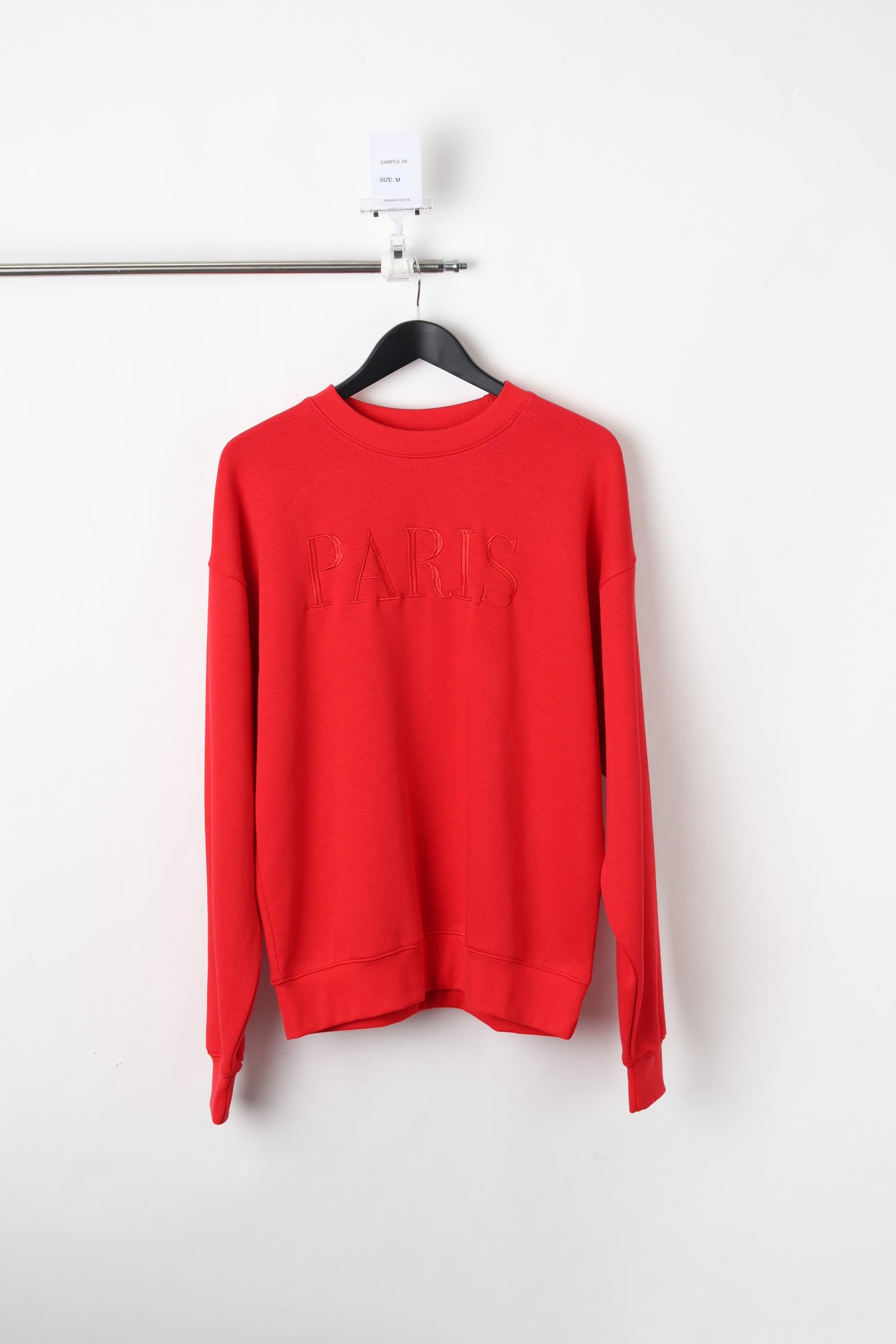 Paris Embroidered Red Sweatshirt (Size M) – Sample