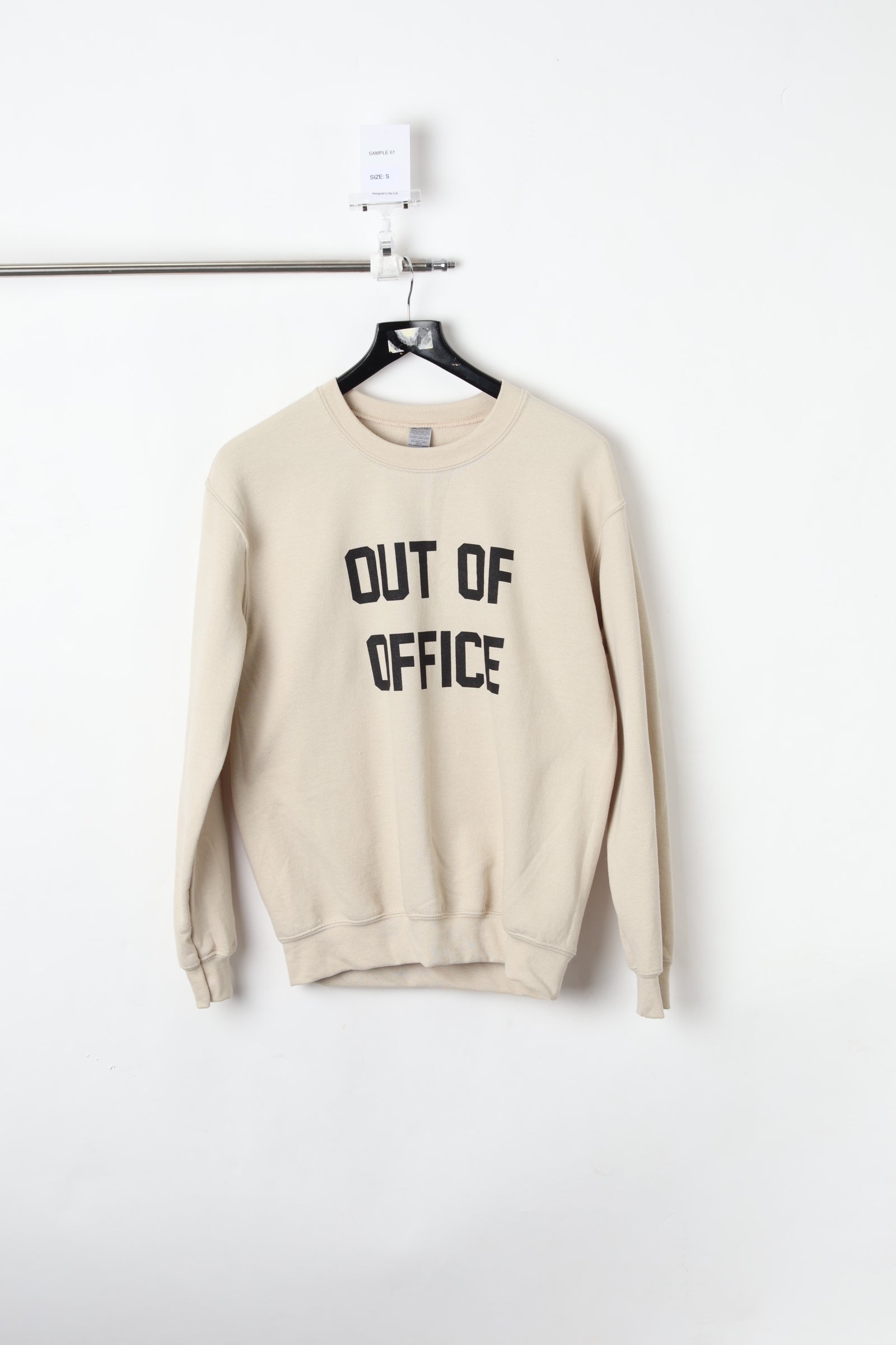 Out of Office Graphic Printed Natural Stone Sweatshirt (Size S) – Sample