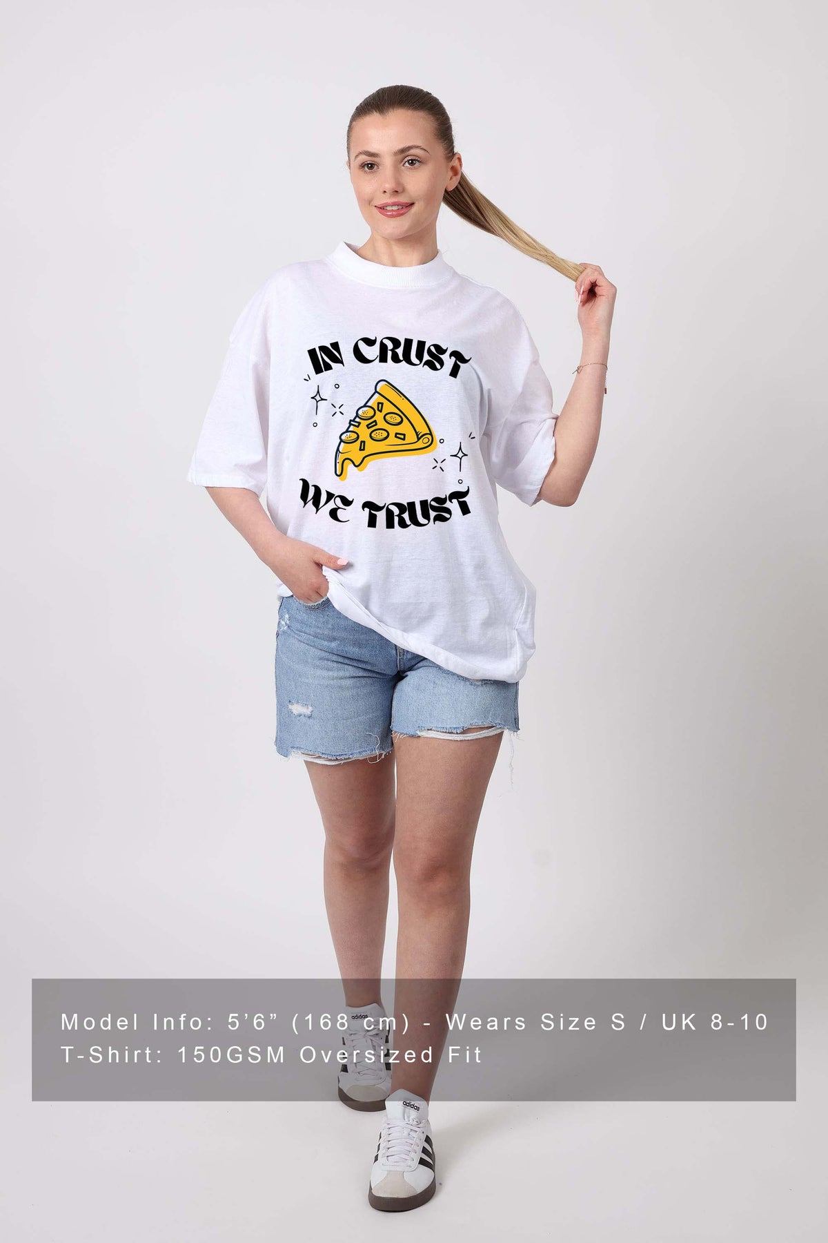 150GSM Oversized T-Shirts in Crust We Trust Print