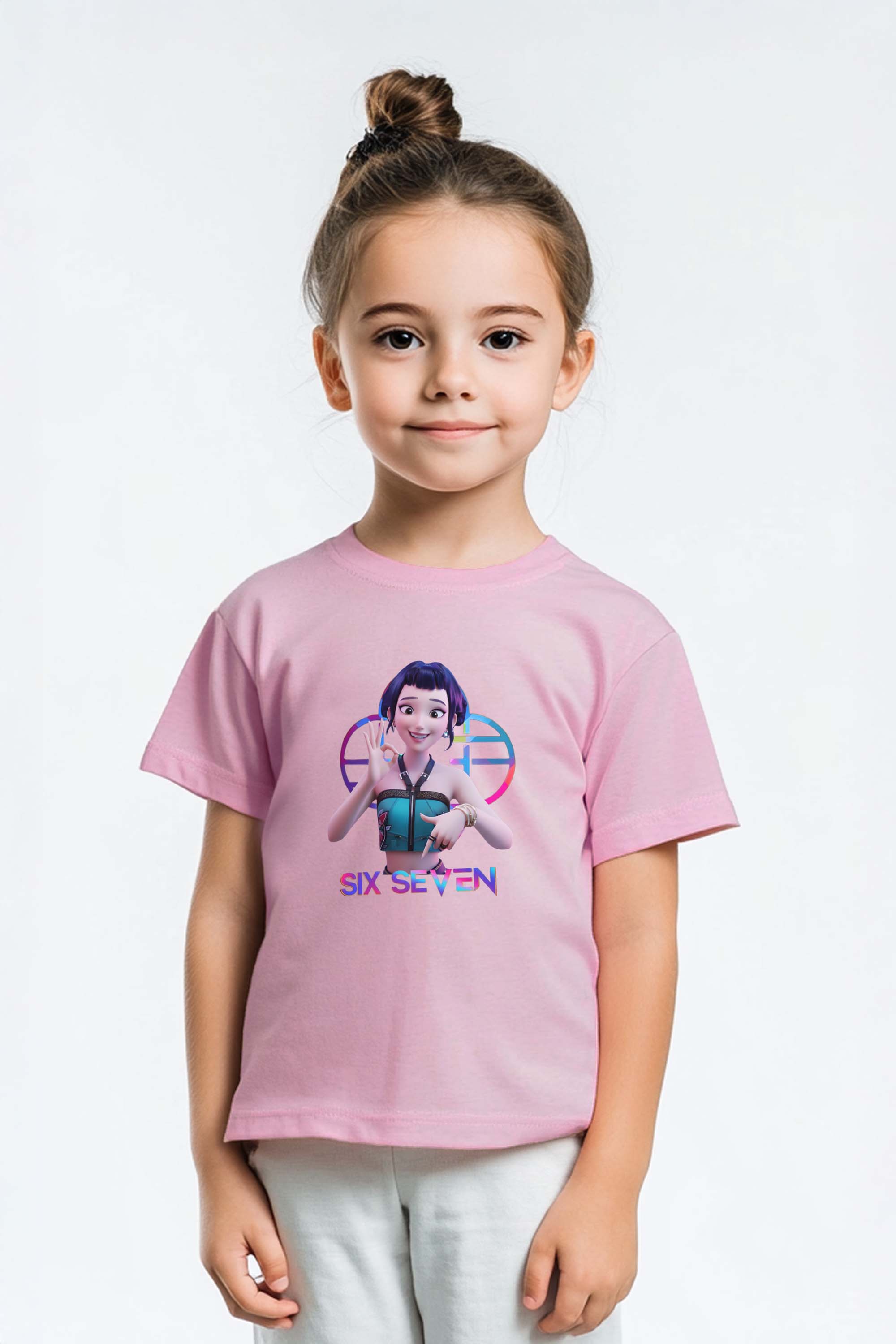 Kids K-Pop Zoey Six Seven Graphic Printed T-Shirt