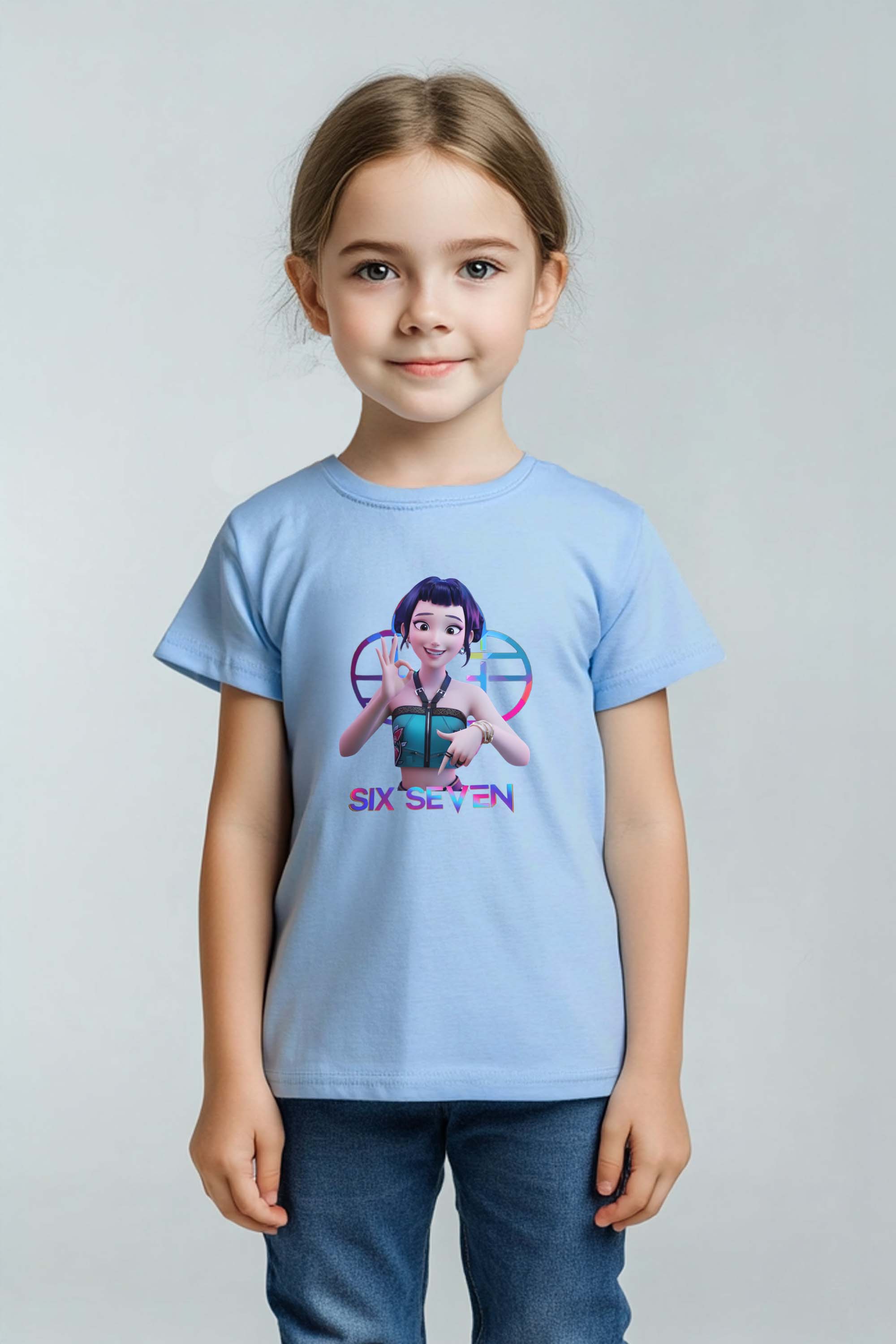 Kids K-Pop Zoey Six Seven Graphic Printed T-Shirt