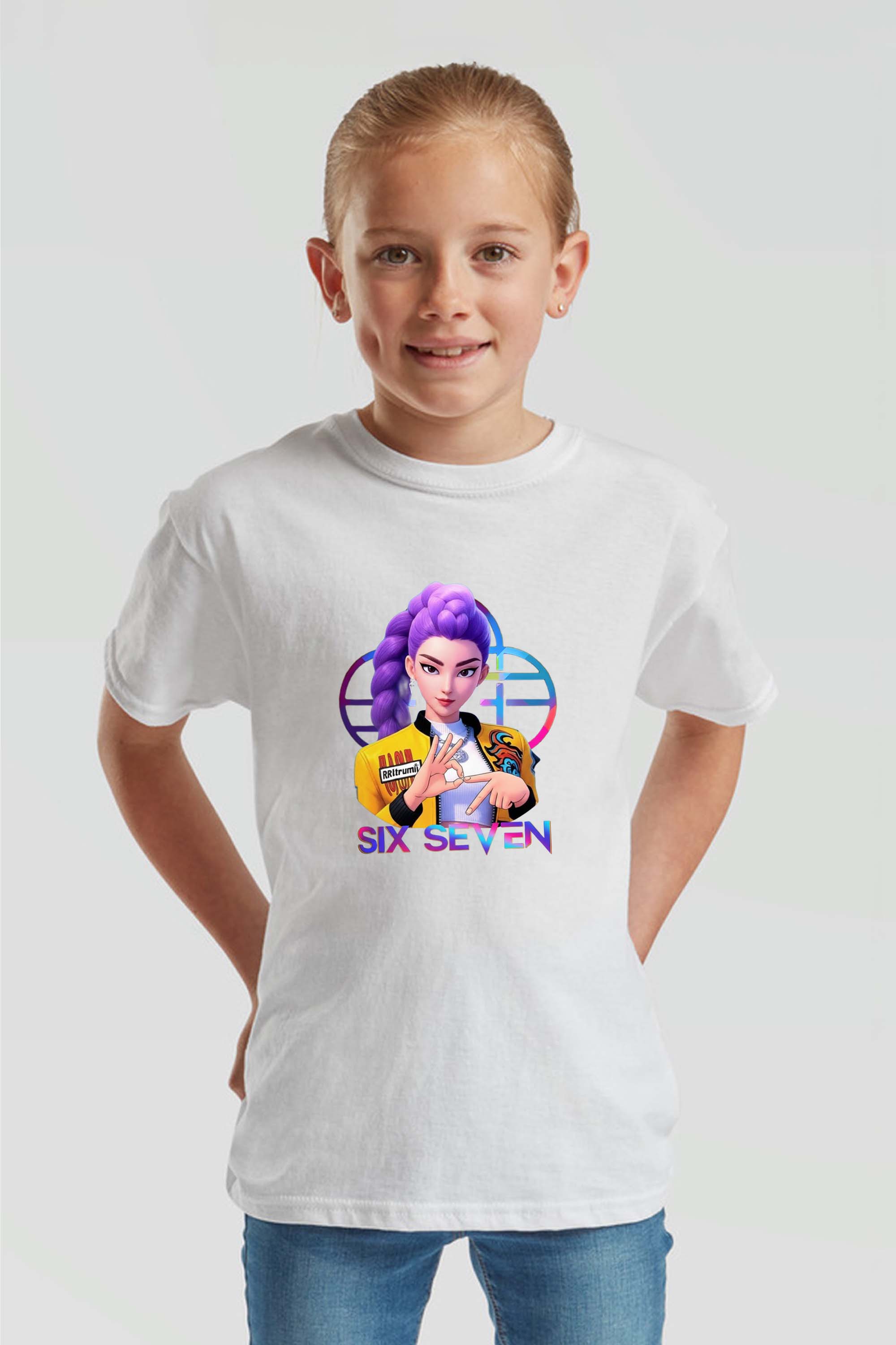 Kids K-Pop Rumi Six Seven Graphic Printed T-Shirt