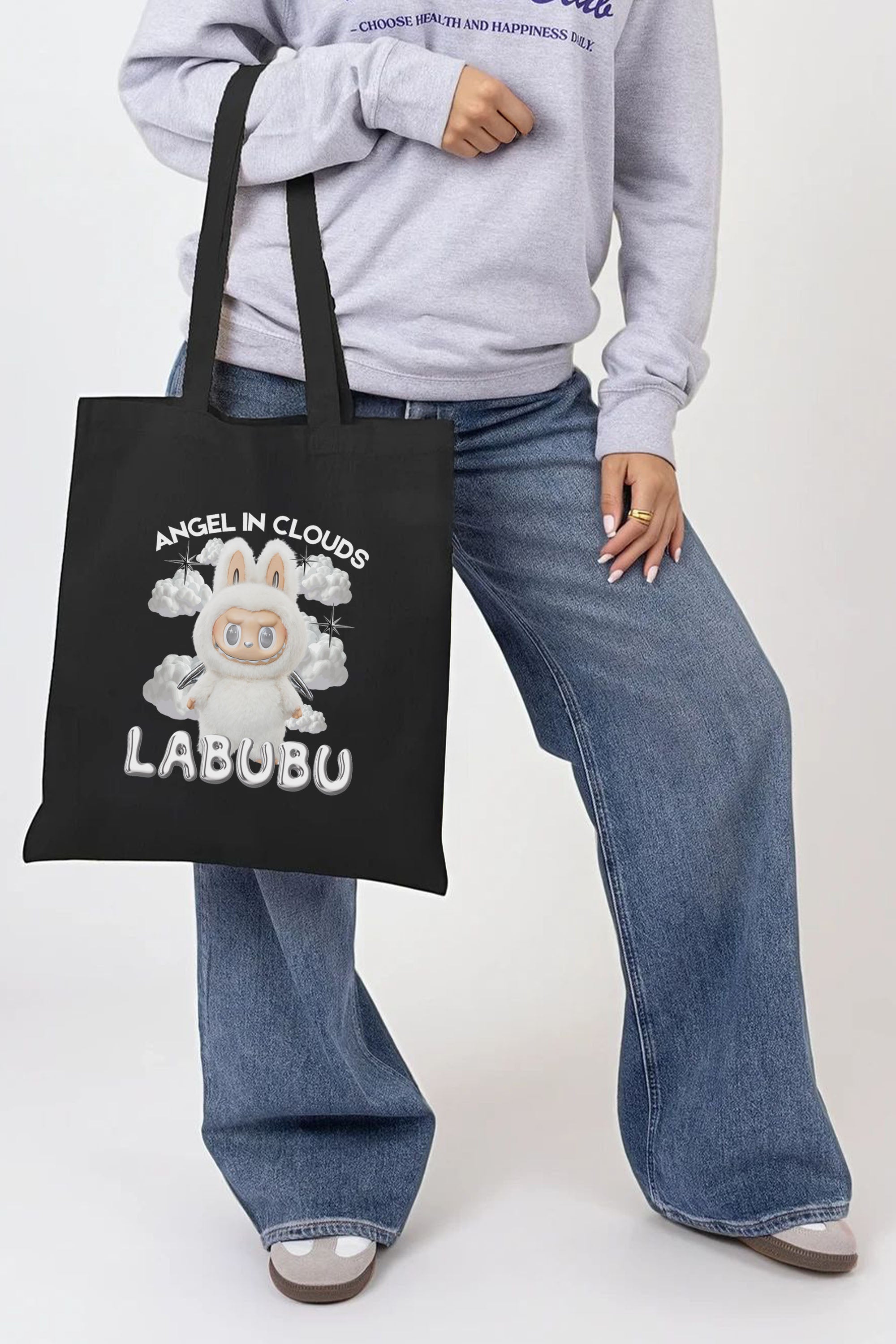 Labubu Cloud Printed Cotton Tote Bag