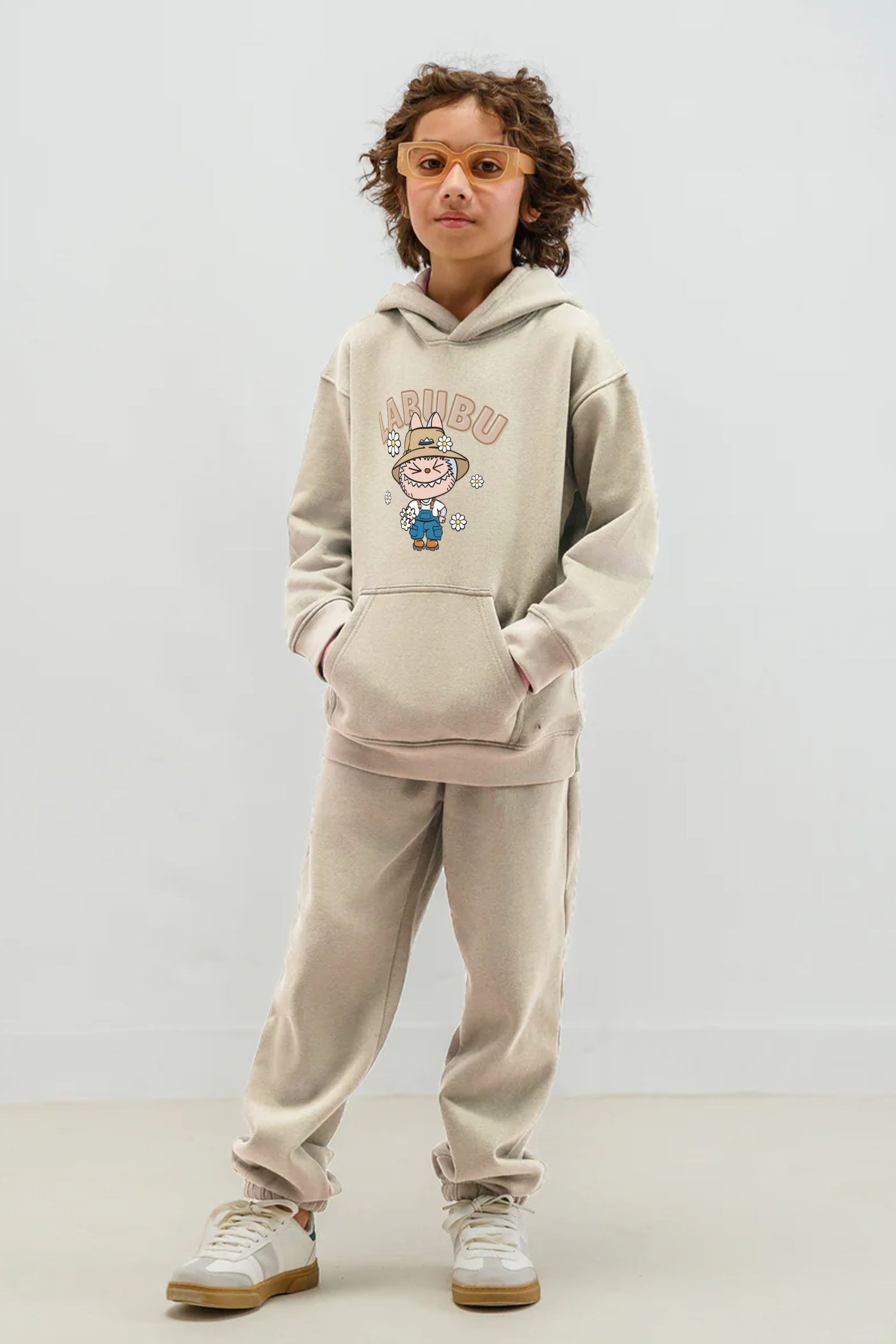 Kids Labubu Daisy Farmer Printed Hoodie & Joggers set (Pack of 5)