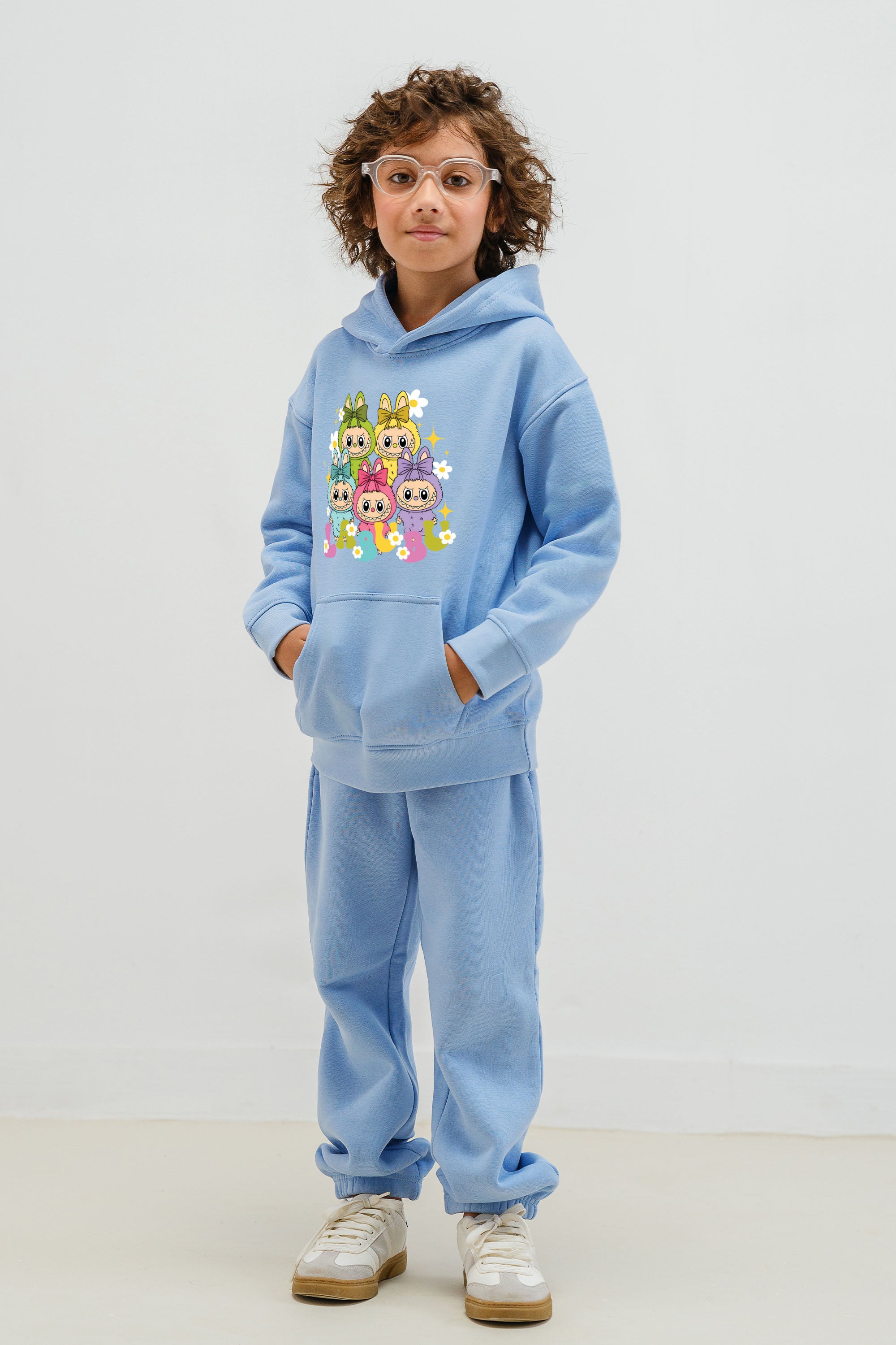 Kids Labubu Daisy Squad Printed Hoodie & Joggers set (Pack of 5)