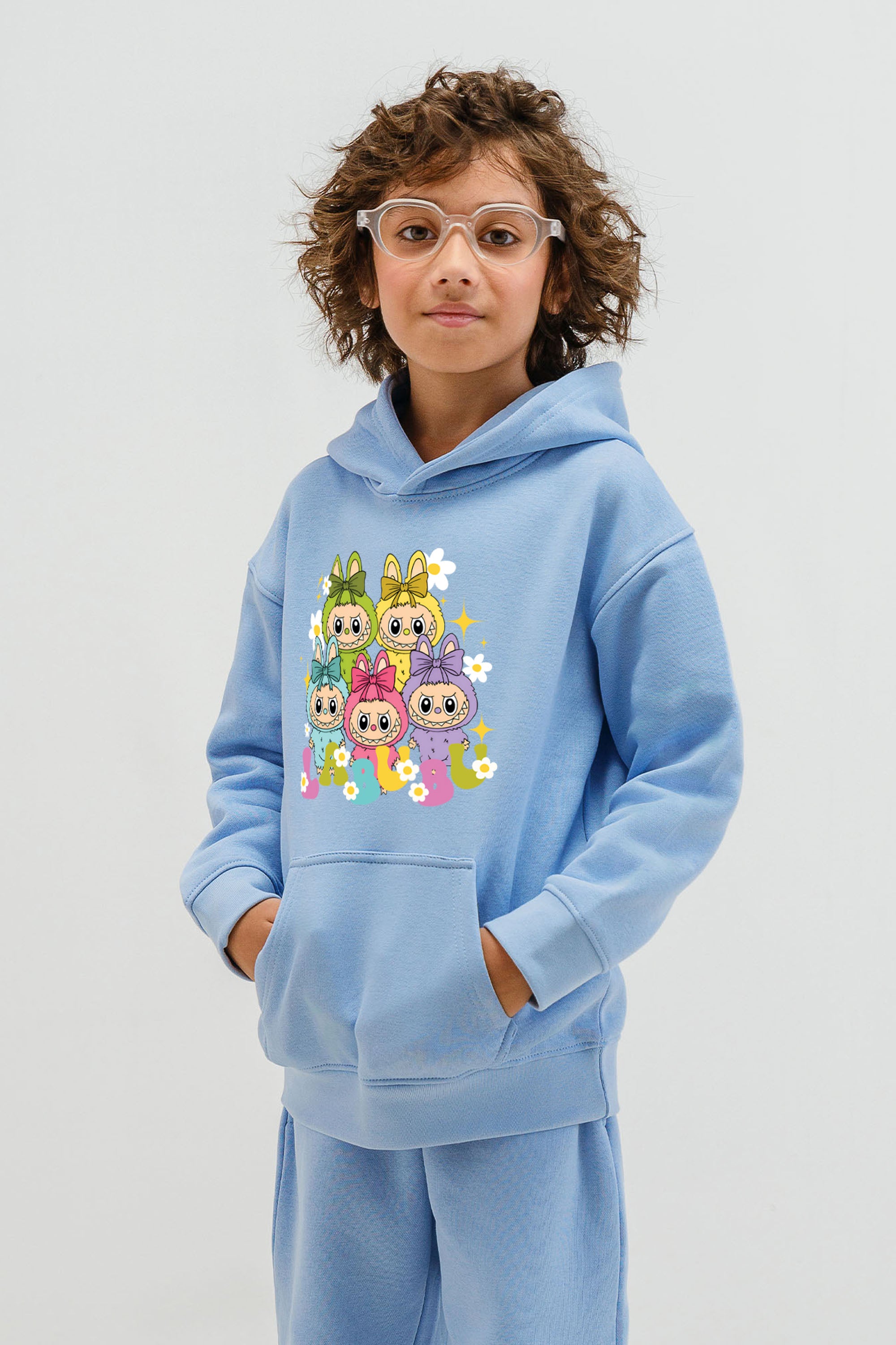 Kids Labubu Daisy Squad Printed Hoodie & Joggers set (Pack of 5)