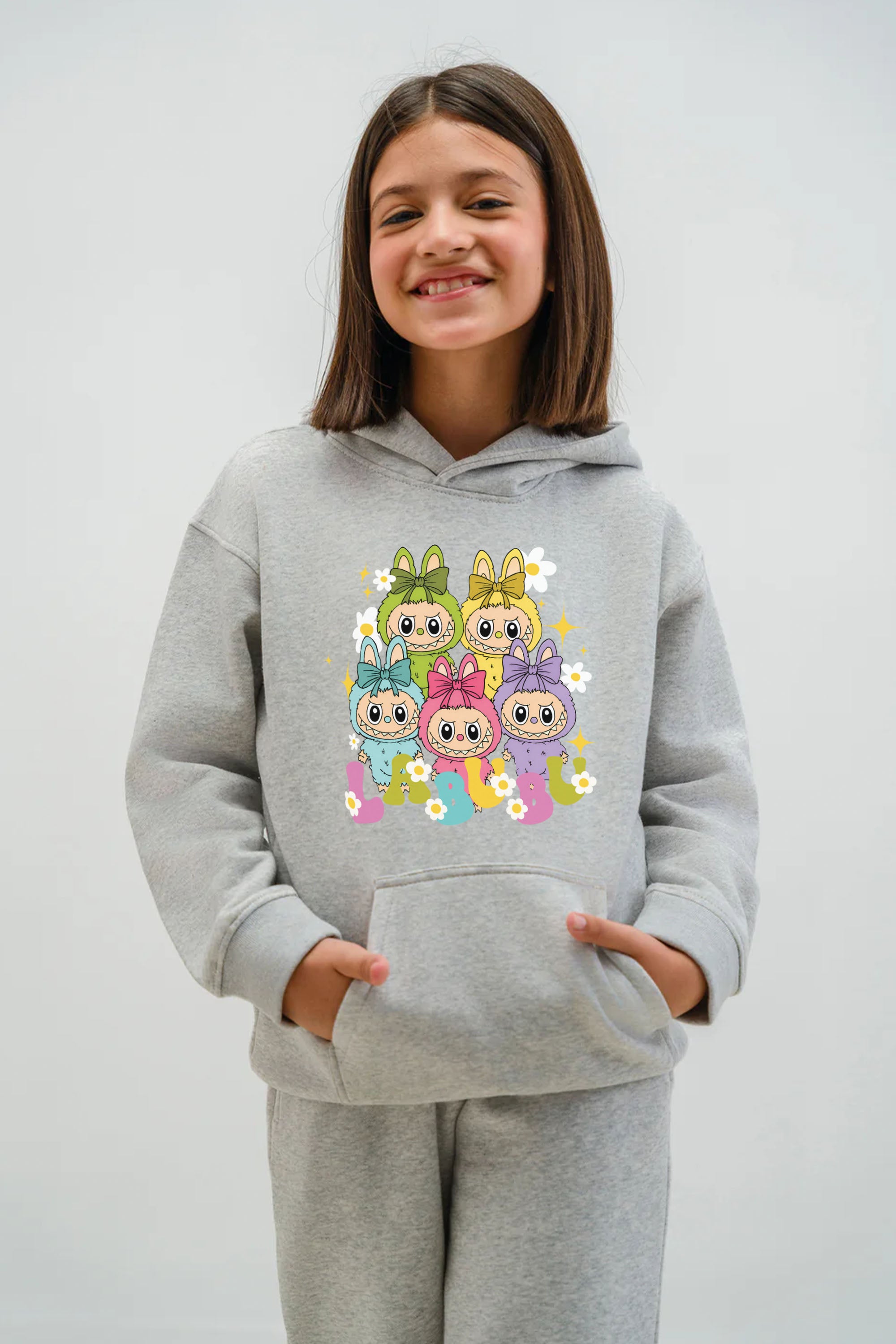 Kids Labubu Daisy Squad Printed Hoodie & Joggers set (Pack of 5)
