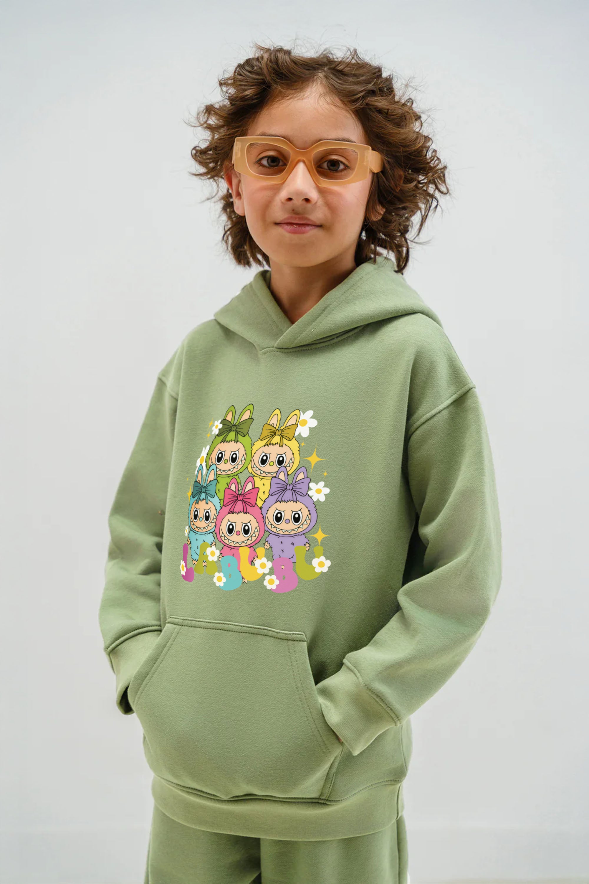 Kids Labubu Daisy Squad Printed Hoodie & Joggers set (Pack of 5)
