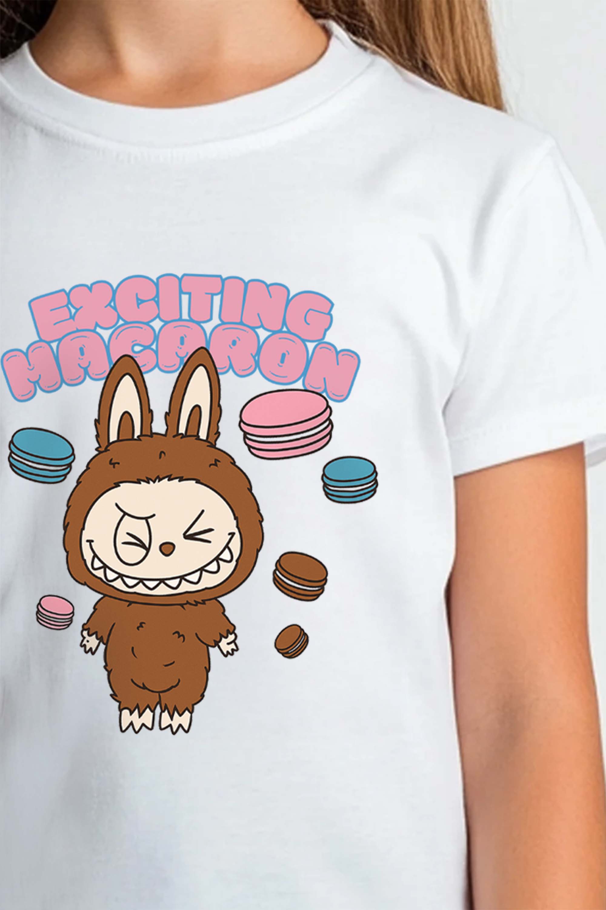 Kids Macaron Labubu Printed T-Shirt