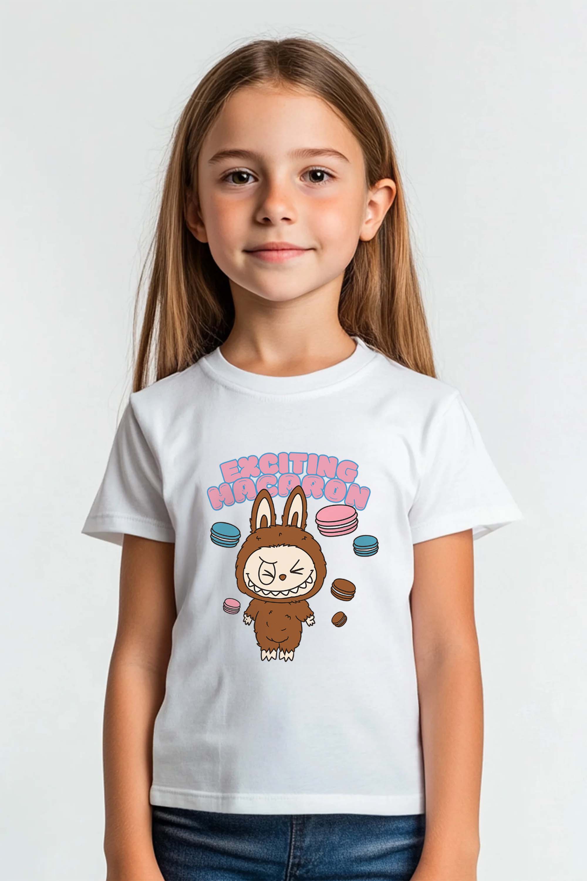 Kids Macaron Labubu Printed T-Shirt