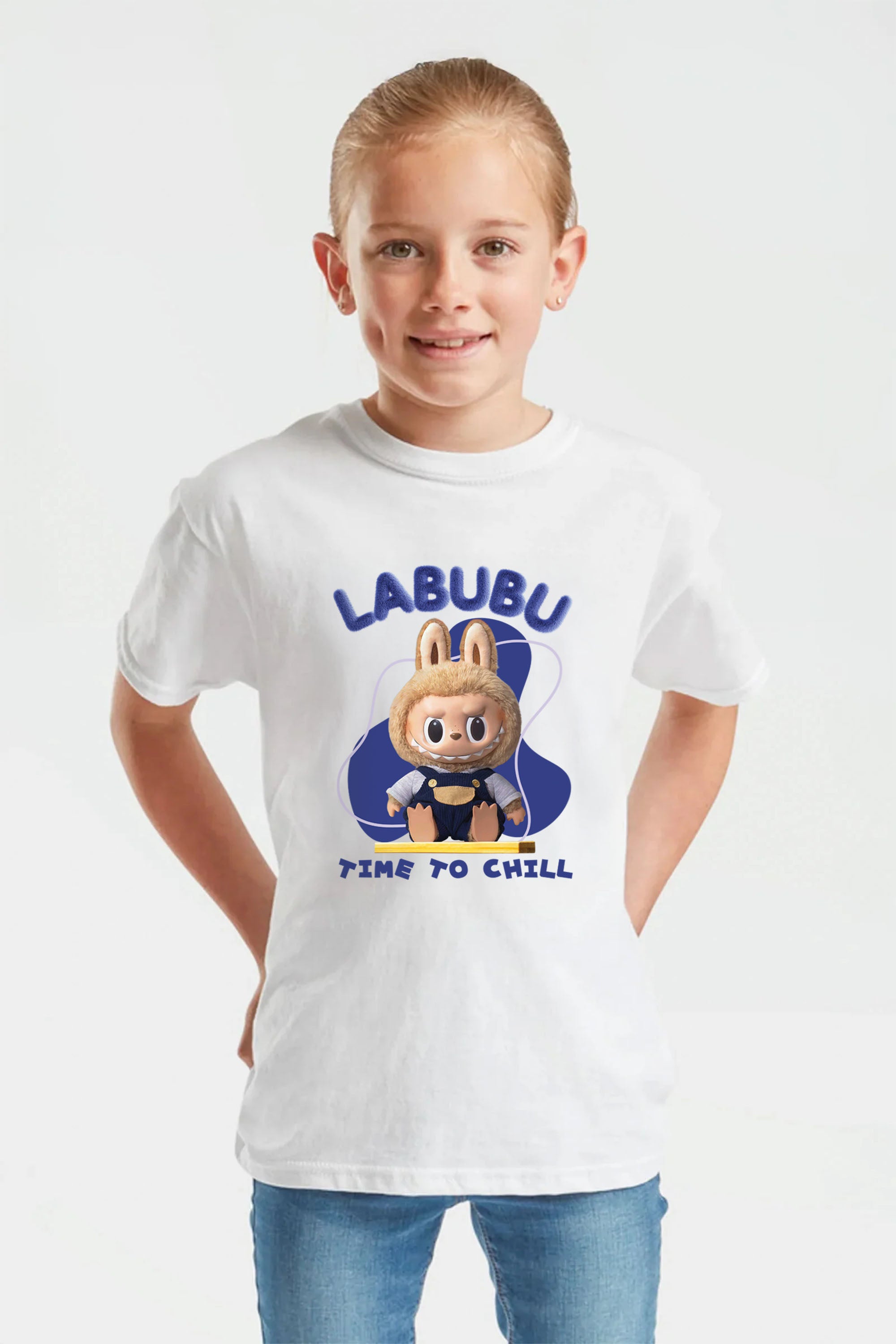 Kids Time To Chill Labubu Printed T-Shirt Wholesale Missi - Main Image