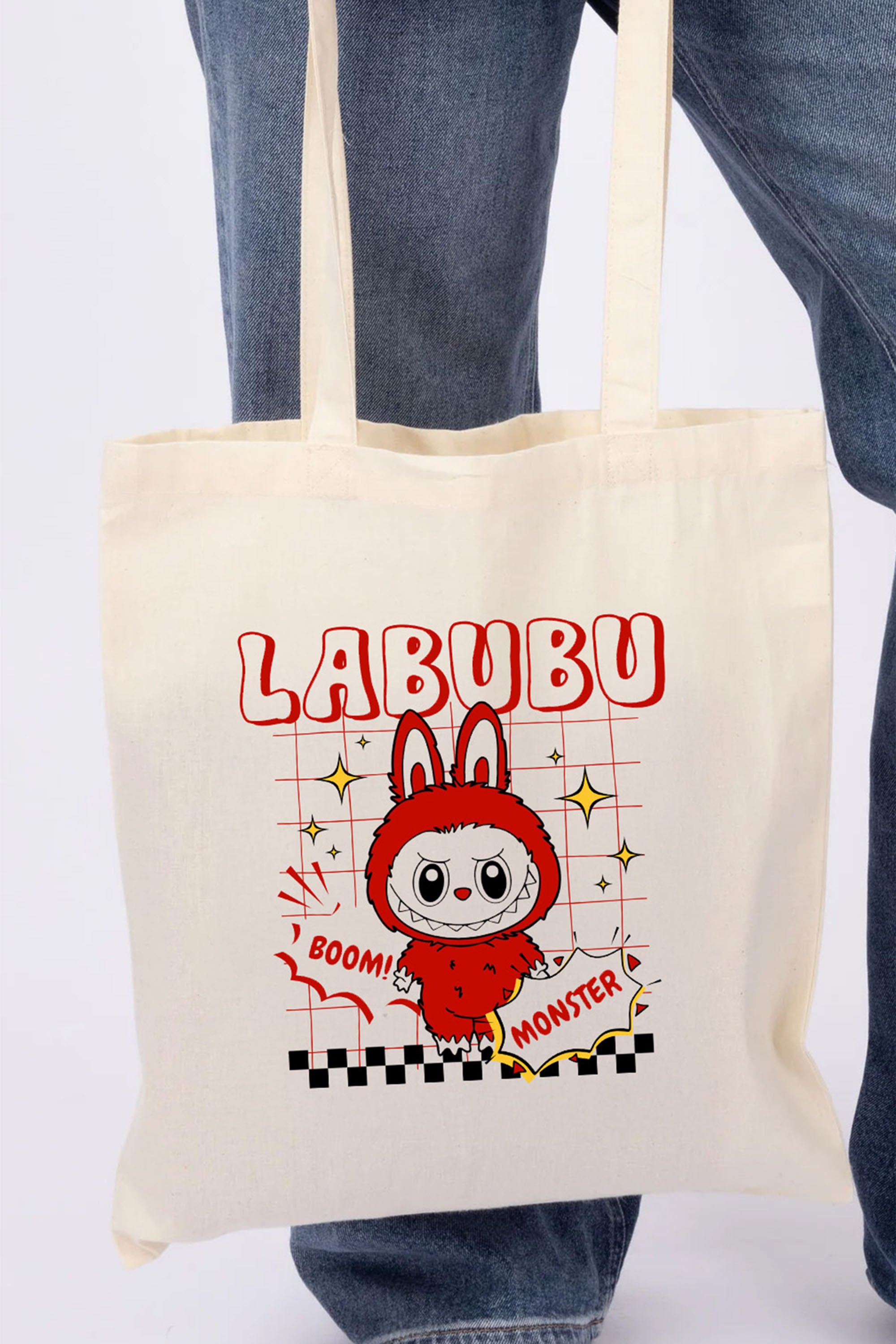 Boom Labubu Printed Cotton Tote Bag
