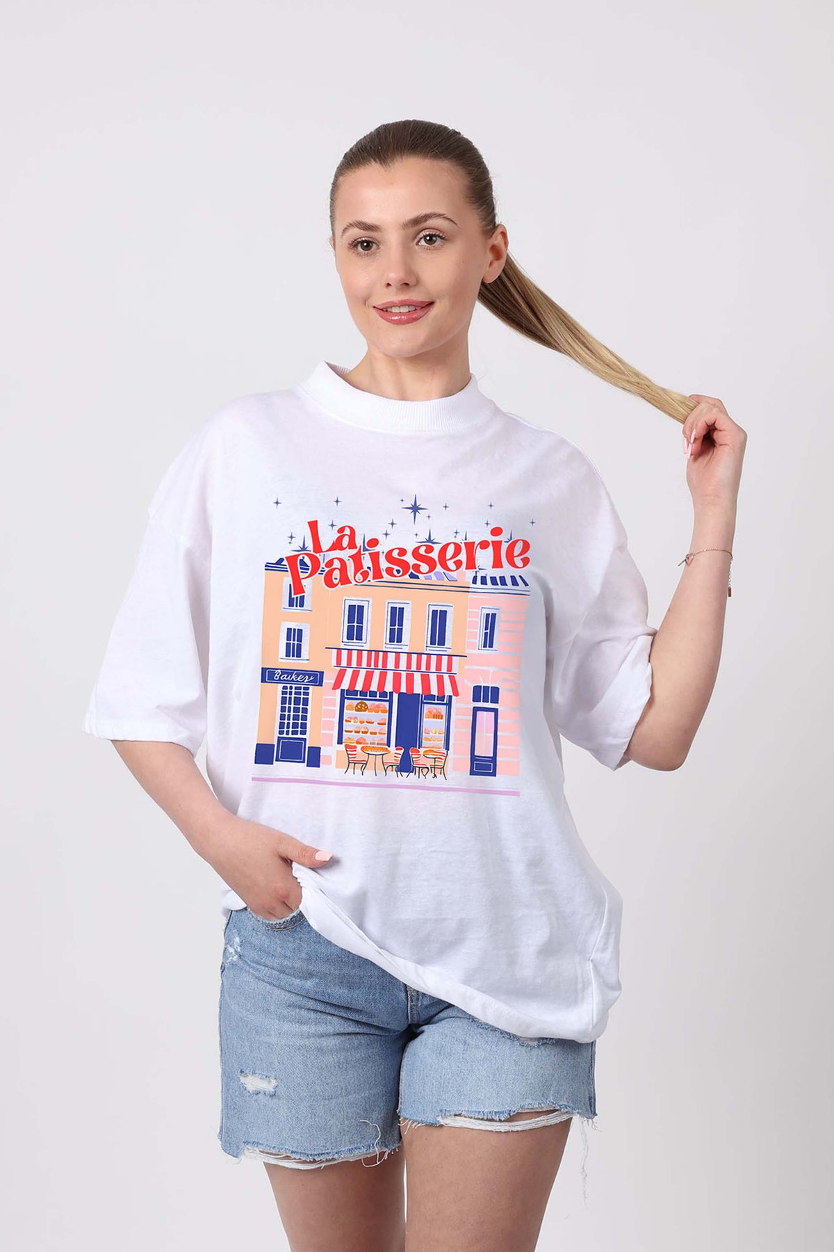 150GSM Oversized T-Shirts in La Patisserie Print