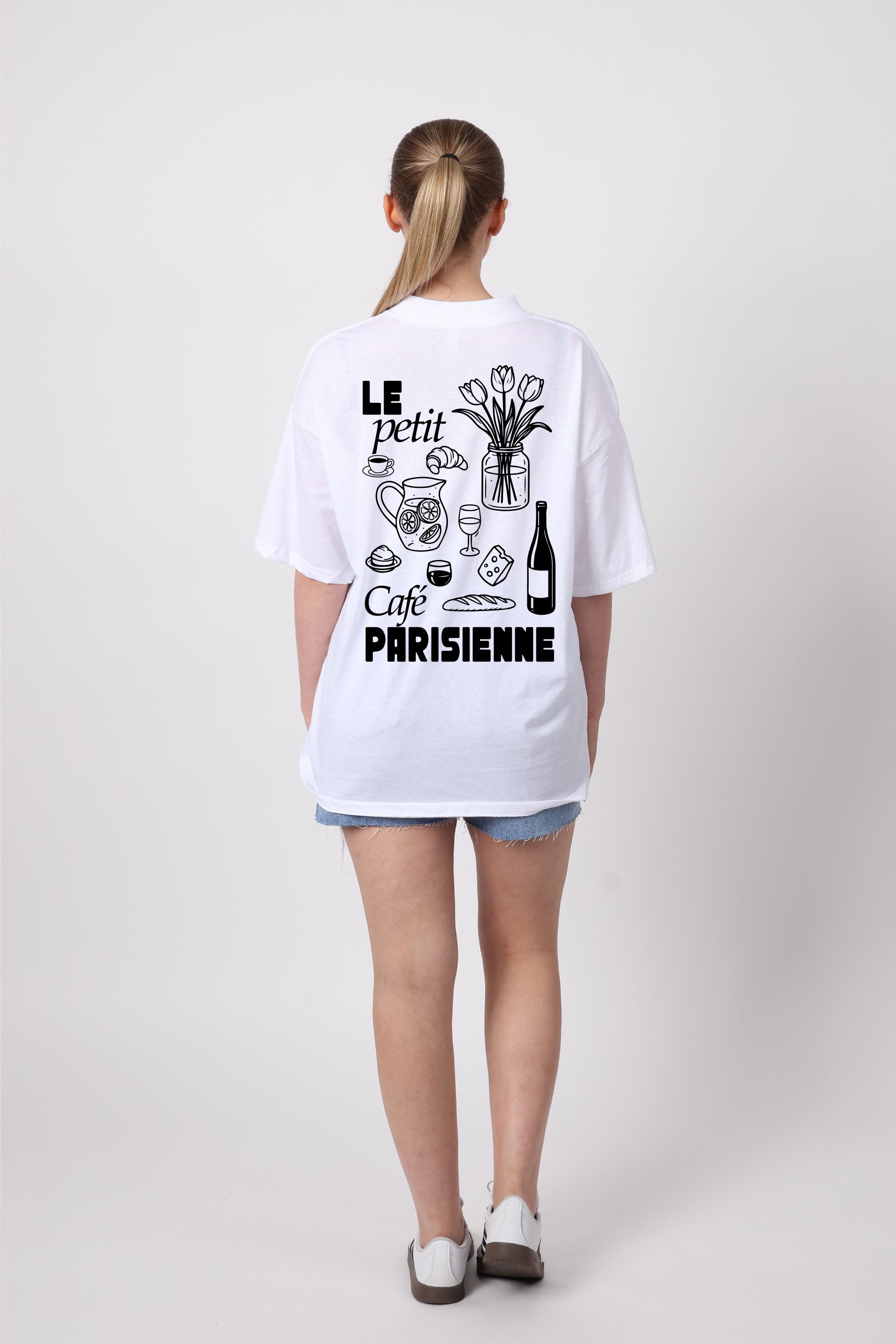 150GSM Oversized T-Shirts in Cafe Parisienne Print