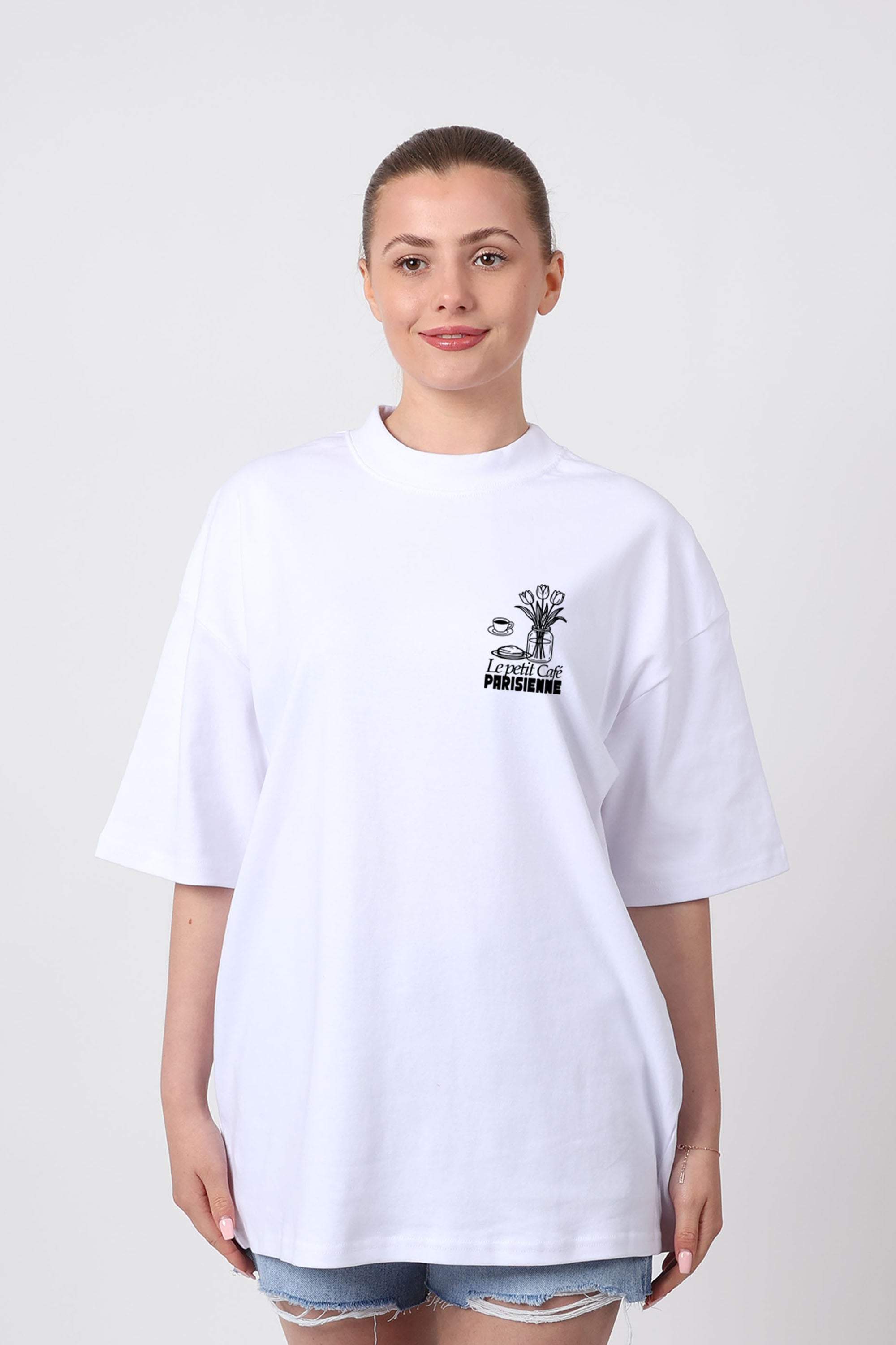 150GSM Oversized T-Shirts in Cafe Parisienne Print
