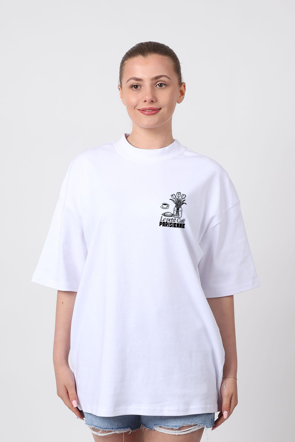 150GSM Oversized T-Shirts in Cafe Parisienne Print