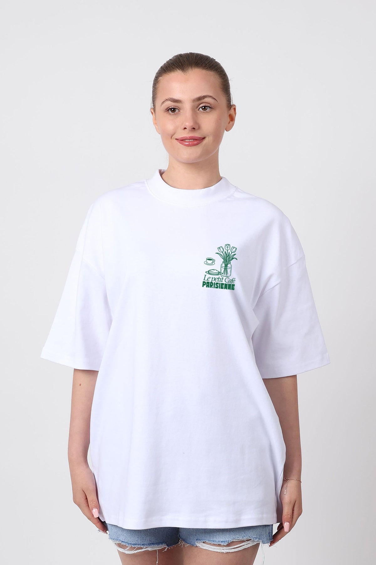150GSM Oversized T-Shirts in Cafe Parisienne Print