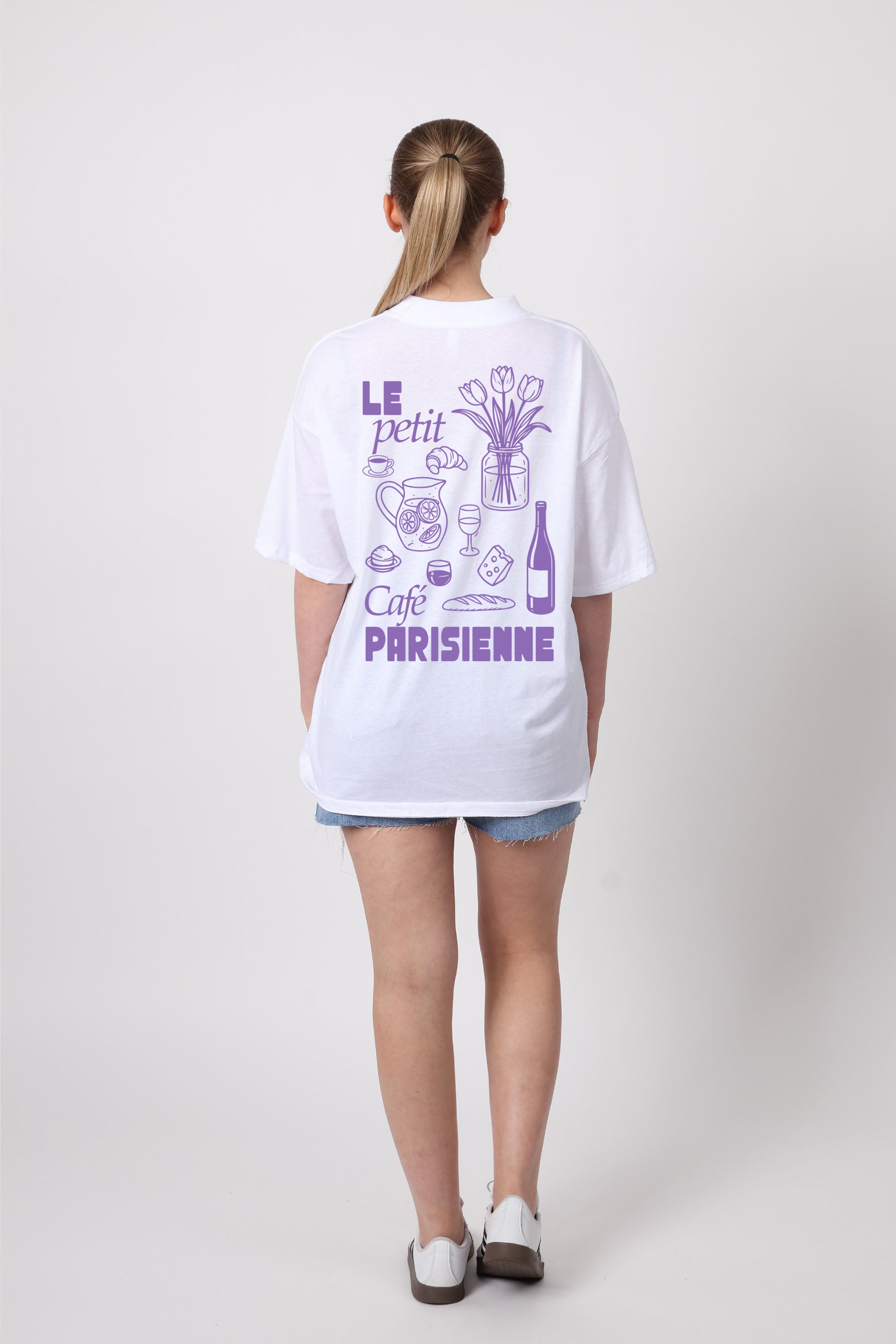 150GSM Oversized T-Shirts in Cafe Parisienne Print