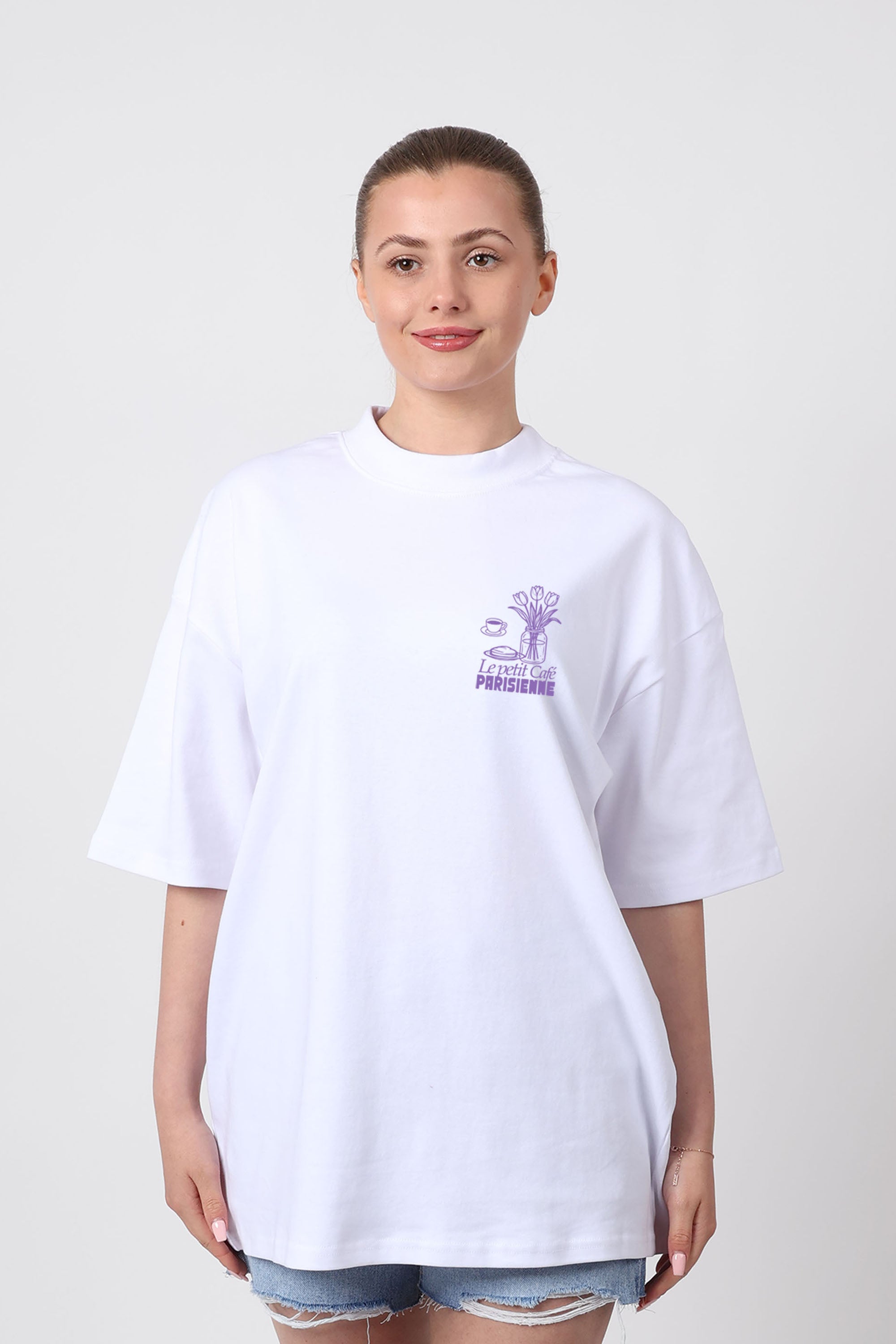 150GSM Oversized T-Shirts in Cafe Parisienne Print