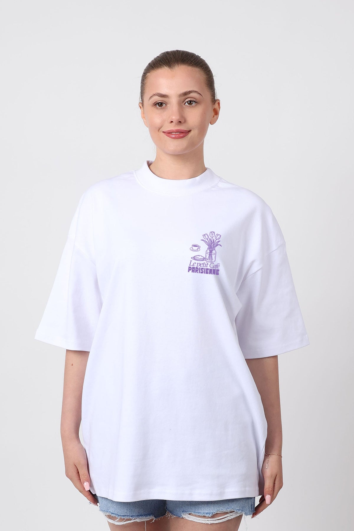 150GSM Oversized T-Shirts in Cafe Parisienne Print