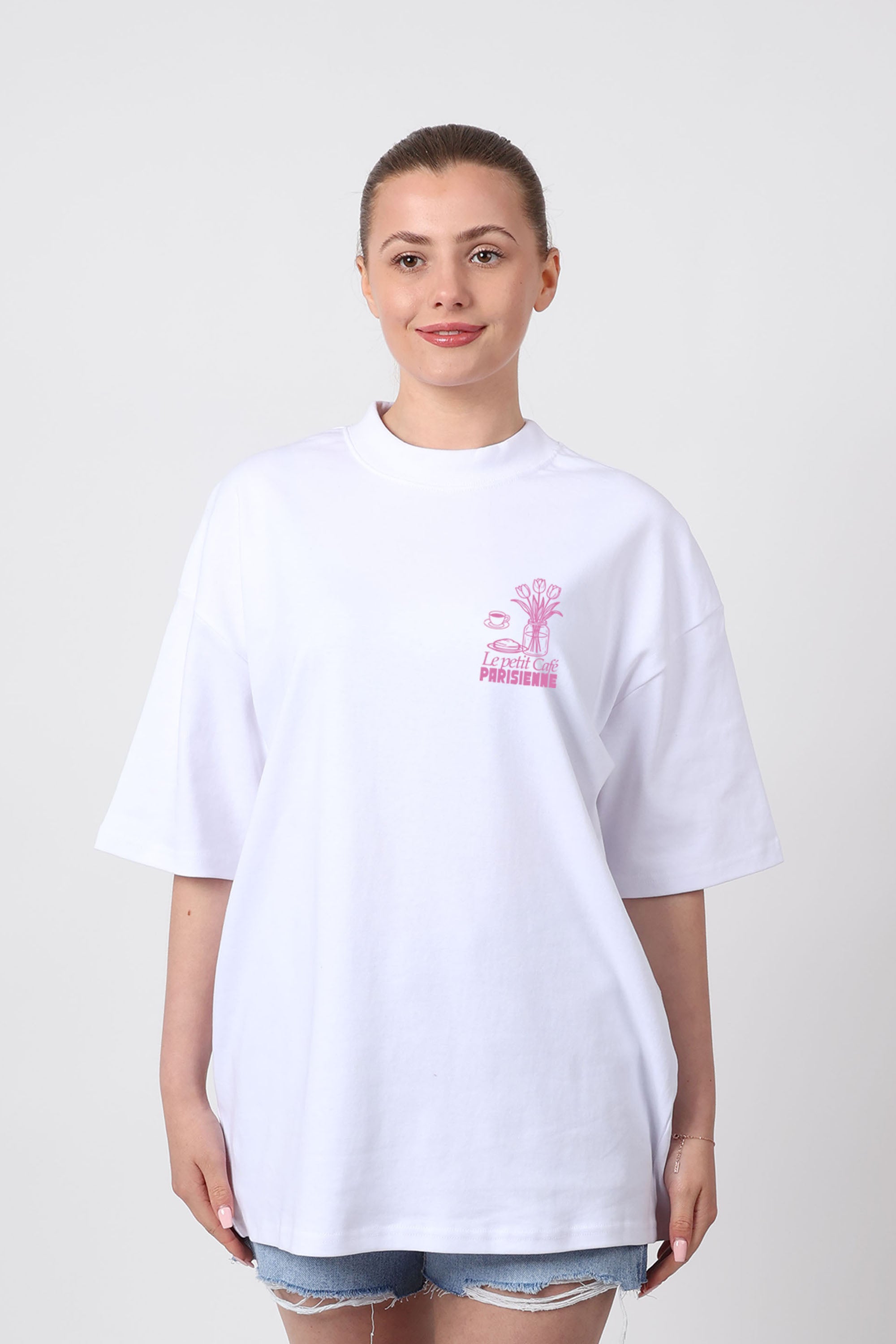 150GSM Oversized T-Shirts in Cafe Parisienne Print