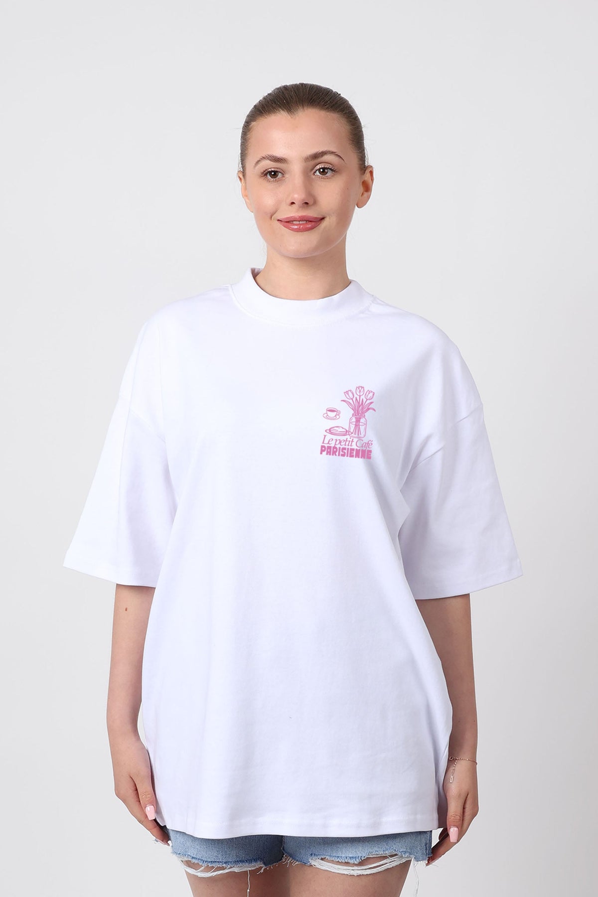 150GSM Oversized T-Shirts in Cafe Parisienne Print
