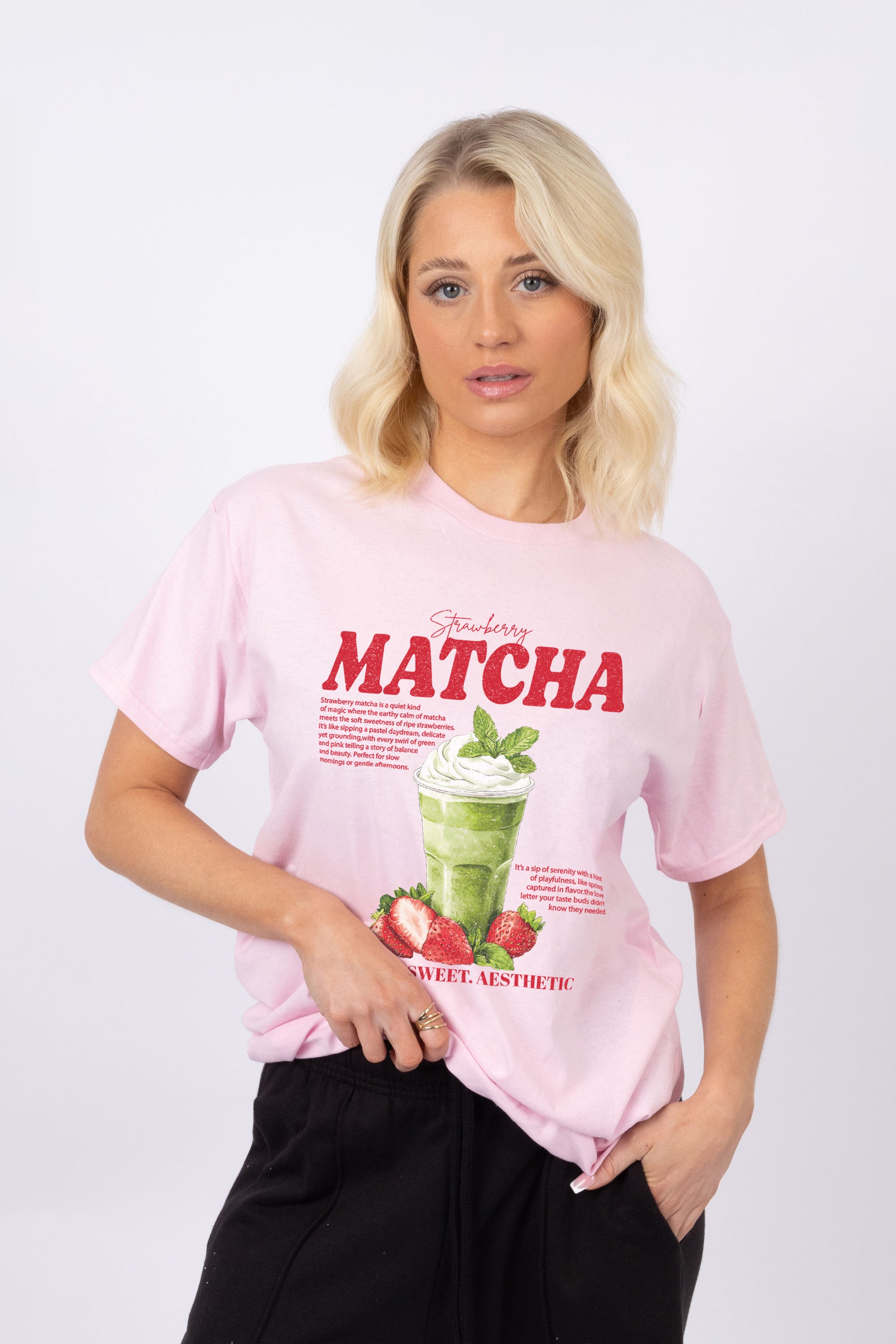 Regular Fit T-shirt in Strawberry Matcha Print (Custom Pack)