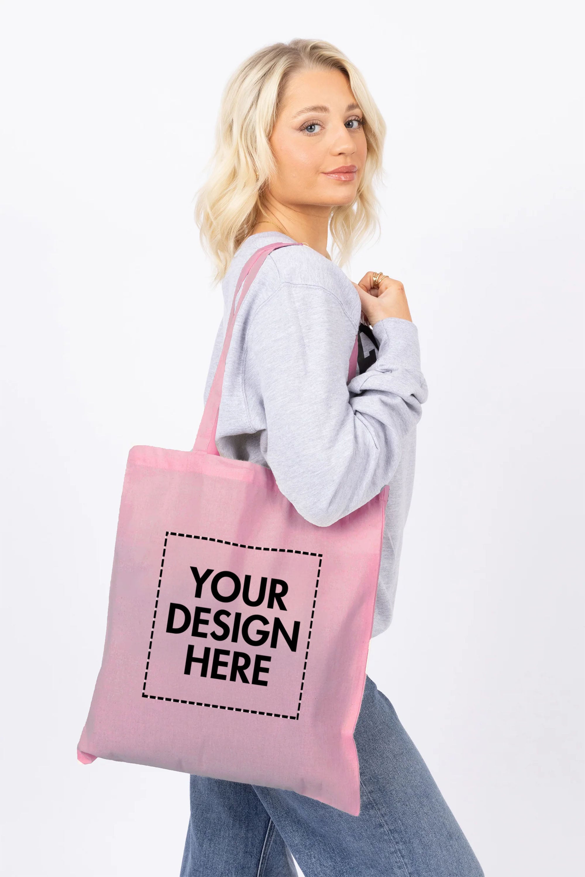 Custom Printed Cotton Shopper Long Handle Canvas Bag