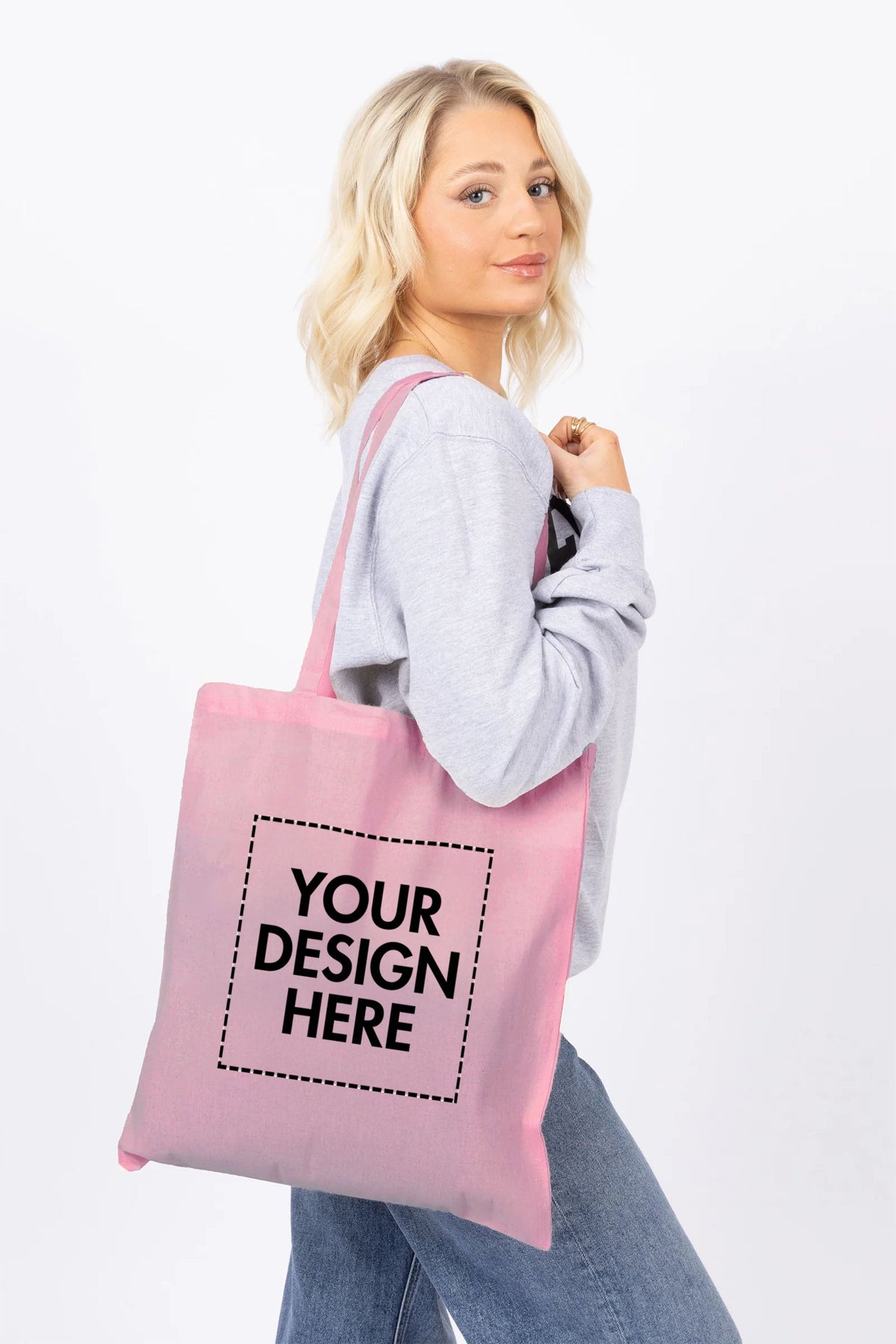 Custom Printed Cotton Shopper Long Handle Canvas Bag