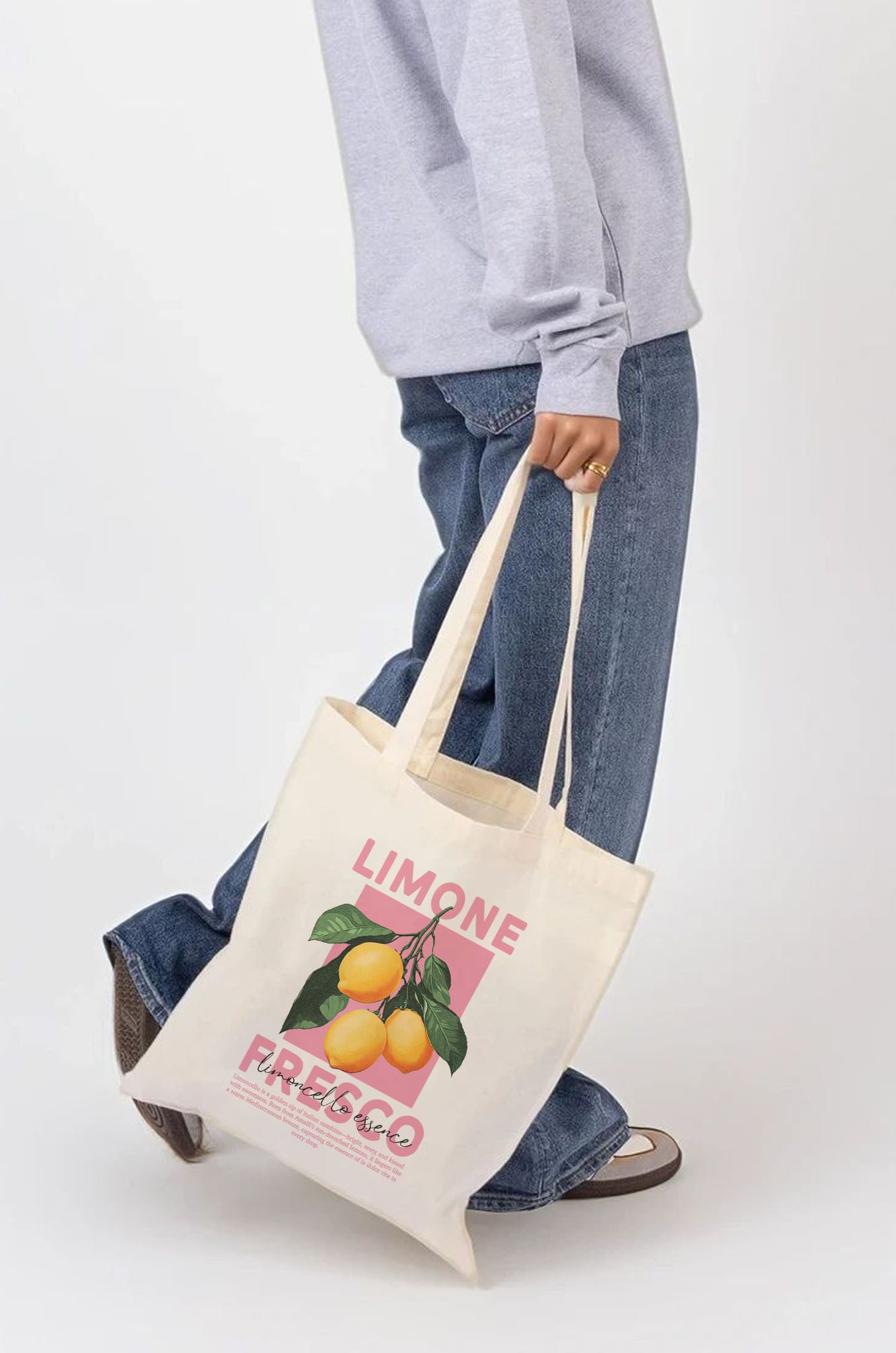 Limone Fresco Printed Cotton Tote Bag