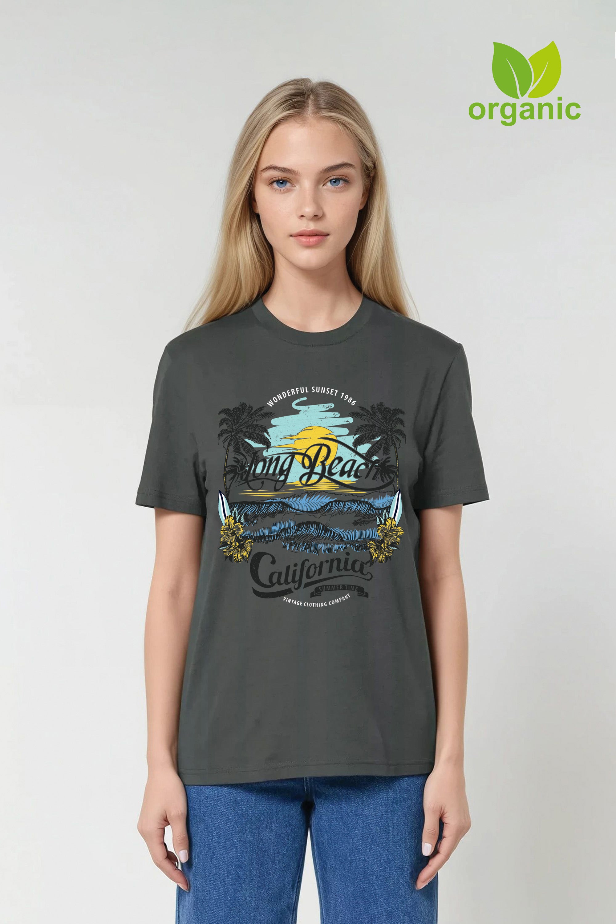 Long Beach California Slogan Organic T-Shirt (Pack of 4)