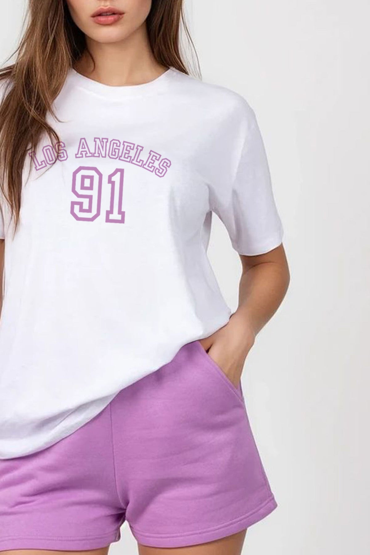 Regular Fit T-Shirt & Short Set In Los Angeles Varsity Print (Pack of 4 sets)