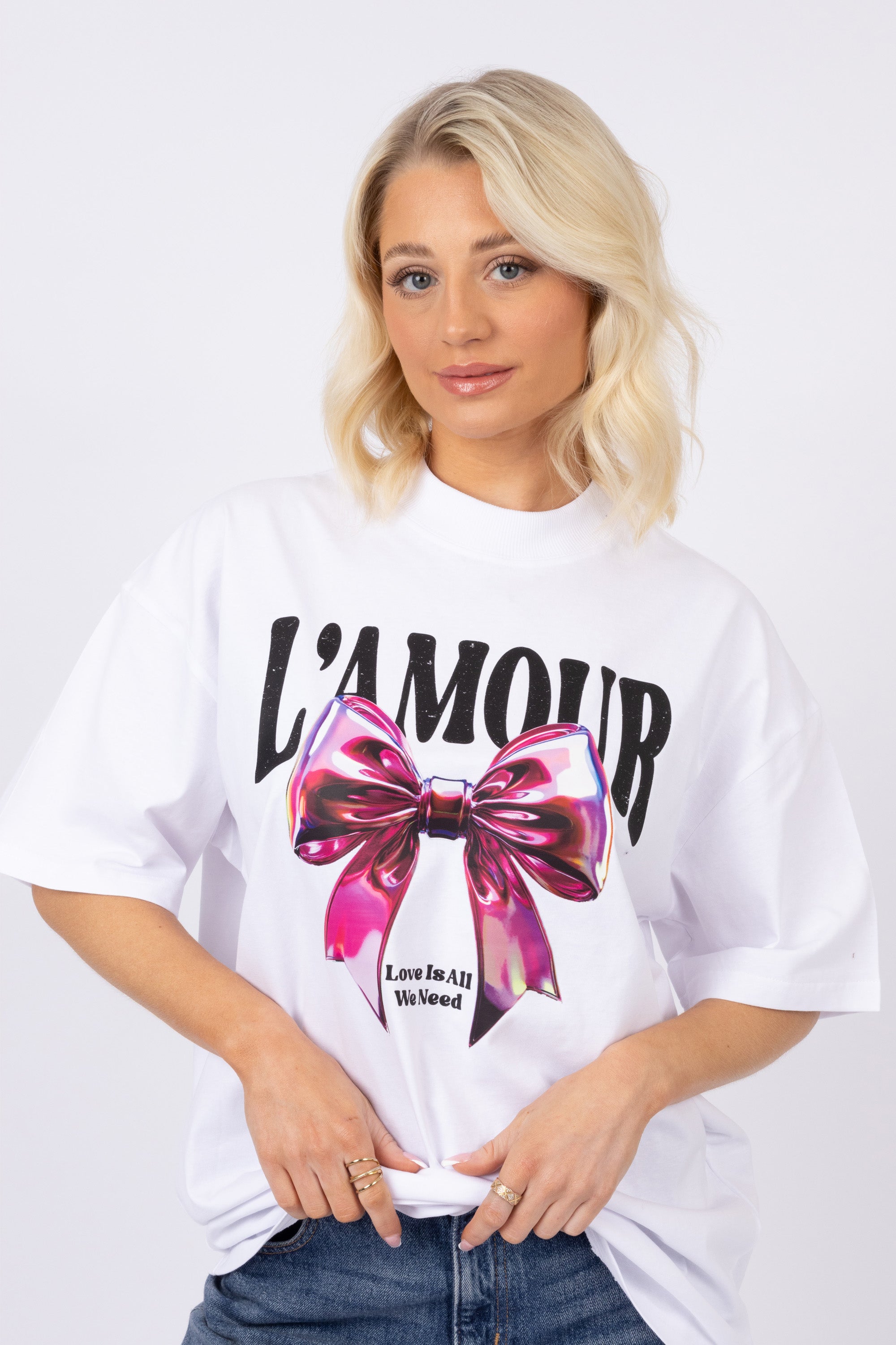 Oversized T-Shirt In L'amour Bow Print (Custom Pack)