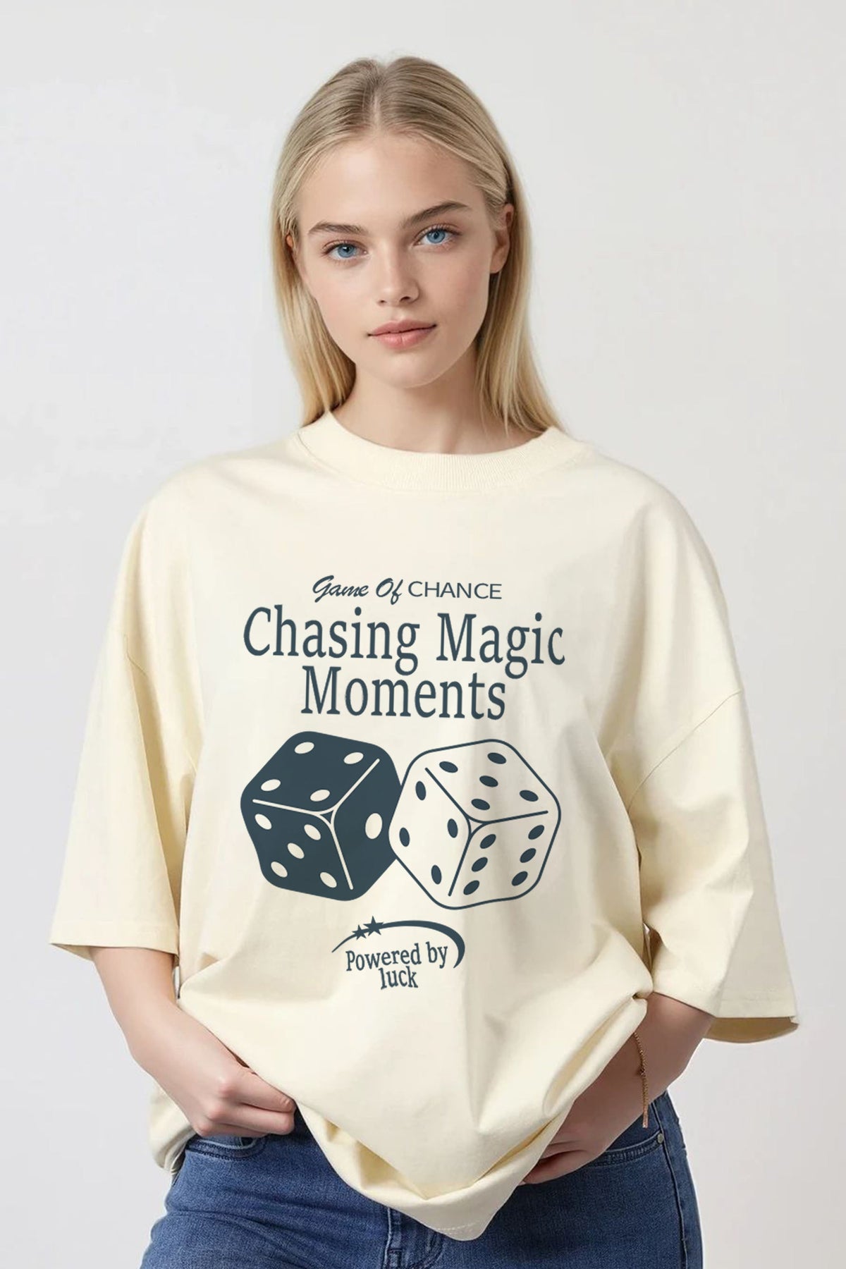 220GSM Oversized T-Shirt In Lucky Dice Print