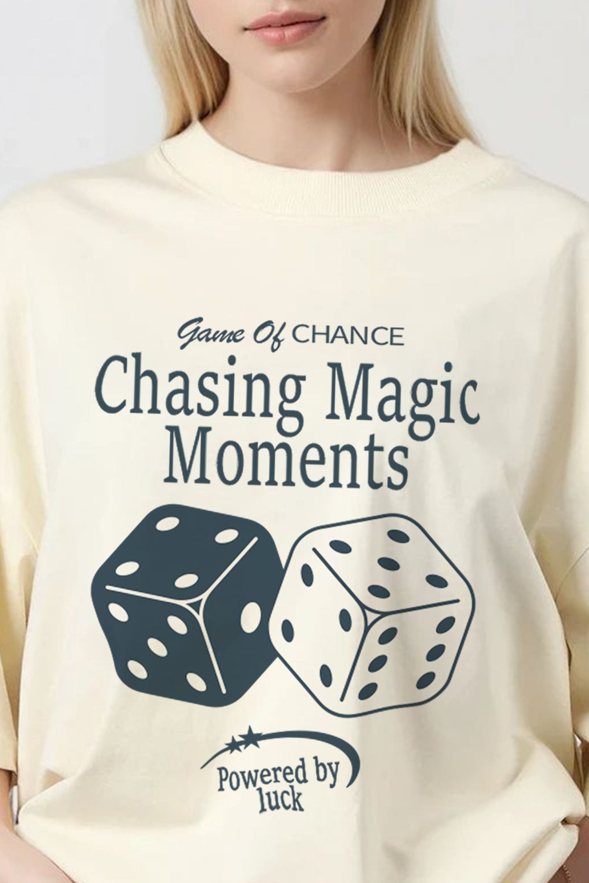 220GSM Oversized T-Shirt In Lucky Dice Print