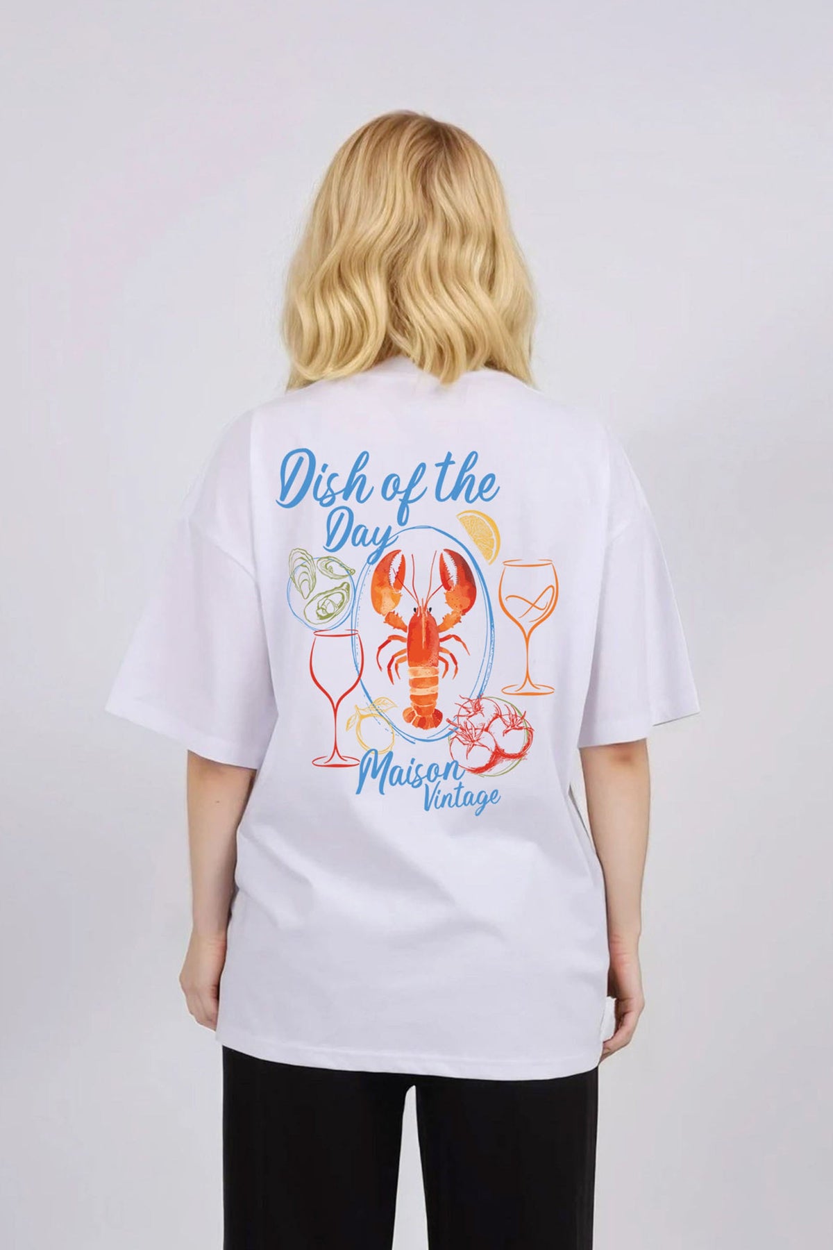 Oversized T-Shirt Maison Vintage Seafood Print