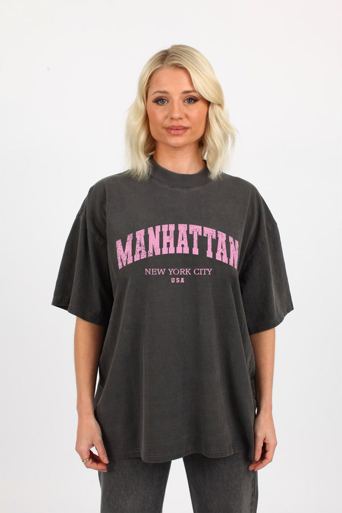 220GSM Oversized Acid Washed T-Shirt In Manhattan Print
