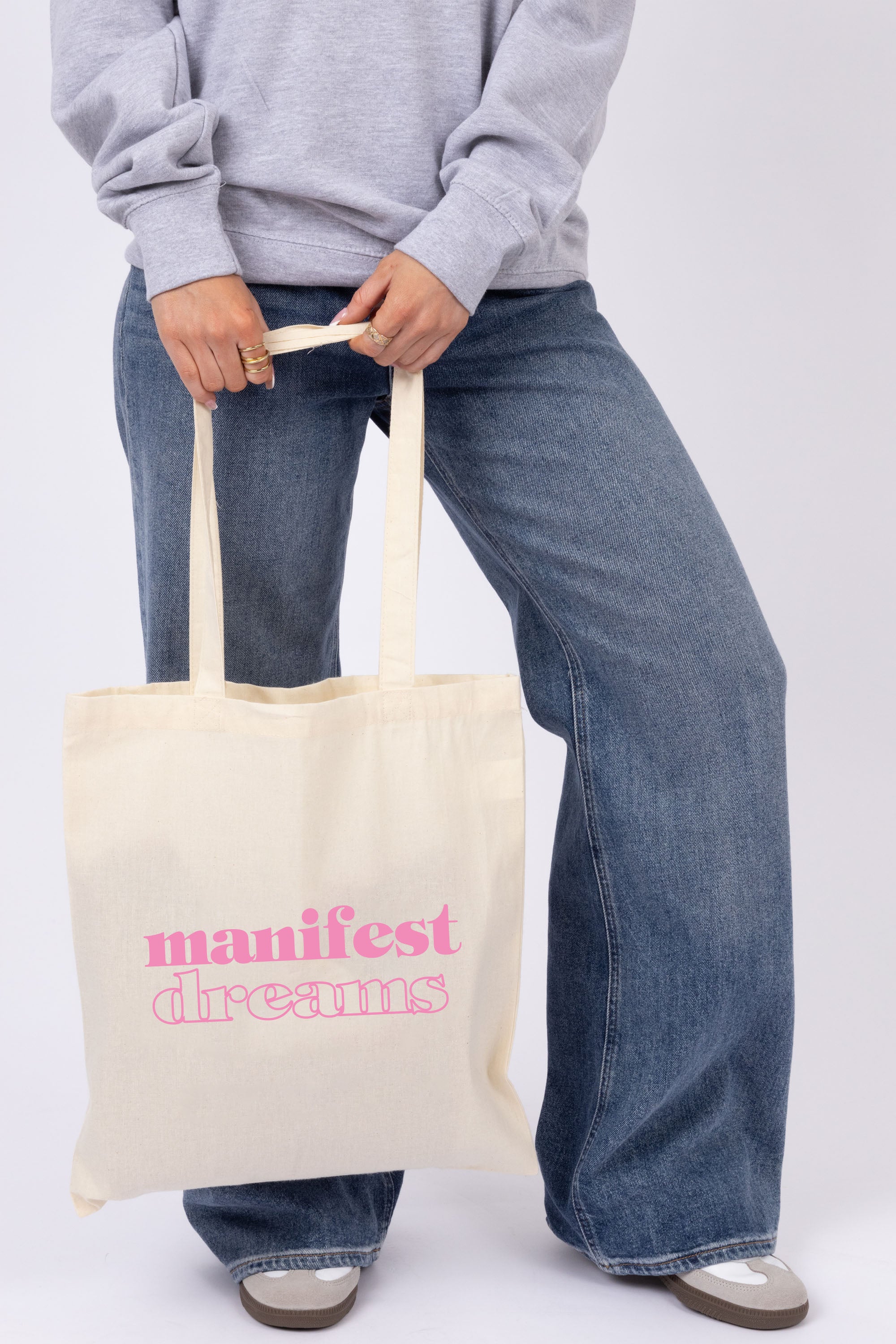 Manifest Dreams Printed Cotton Long Handle Canvas Bag