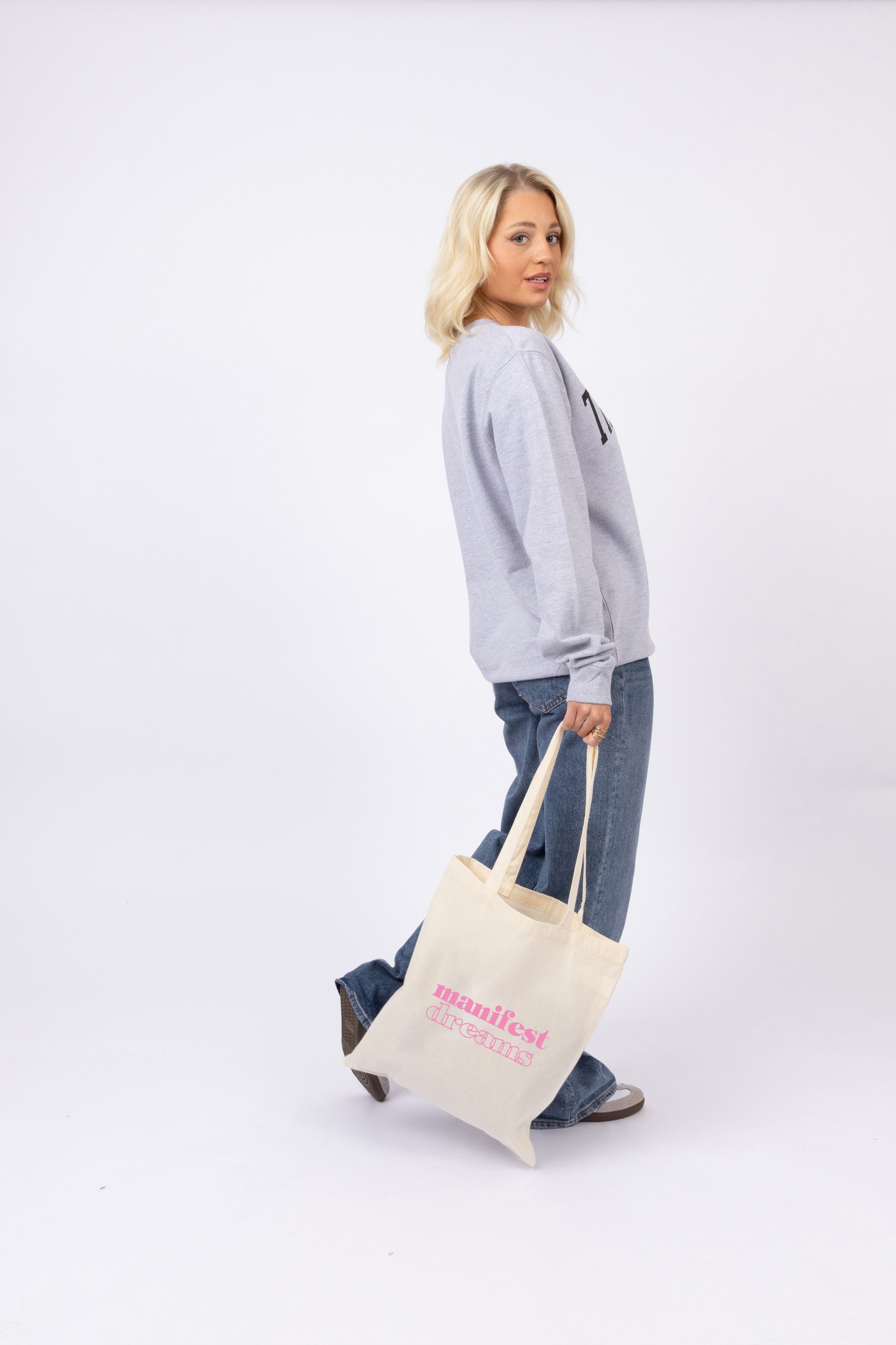 Manifest Dreams Printed Cotton Long Handle Canvas Bag