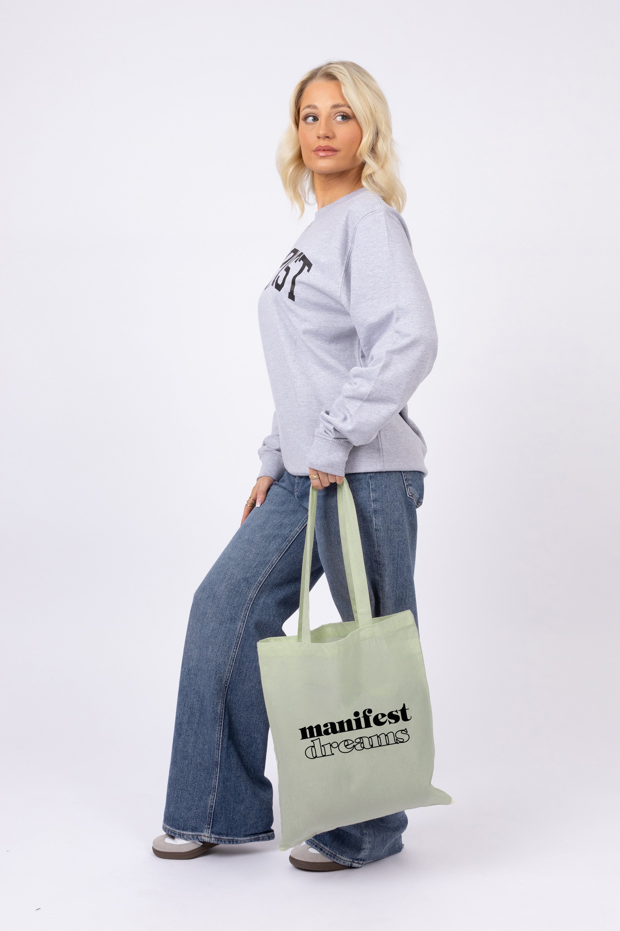 Manifest Dreams Printed Cotton Long Handle Canvas Bag