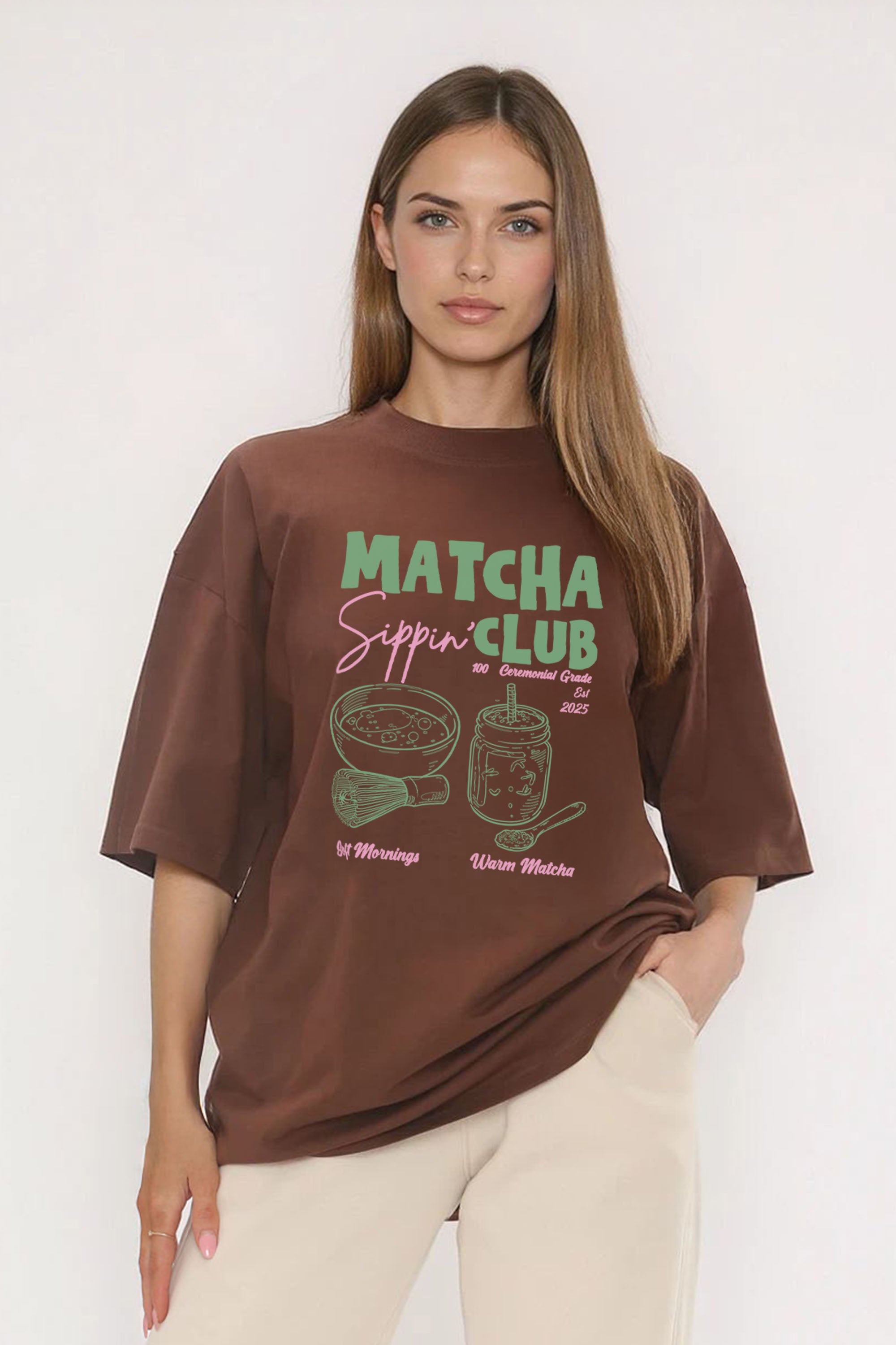220GSM Oversized T-Shirt In Matcha Club Print
