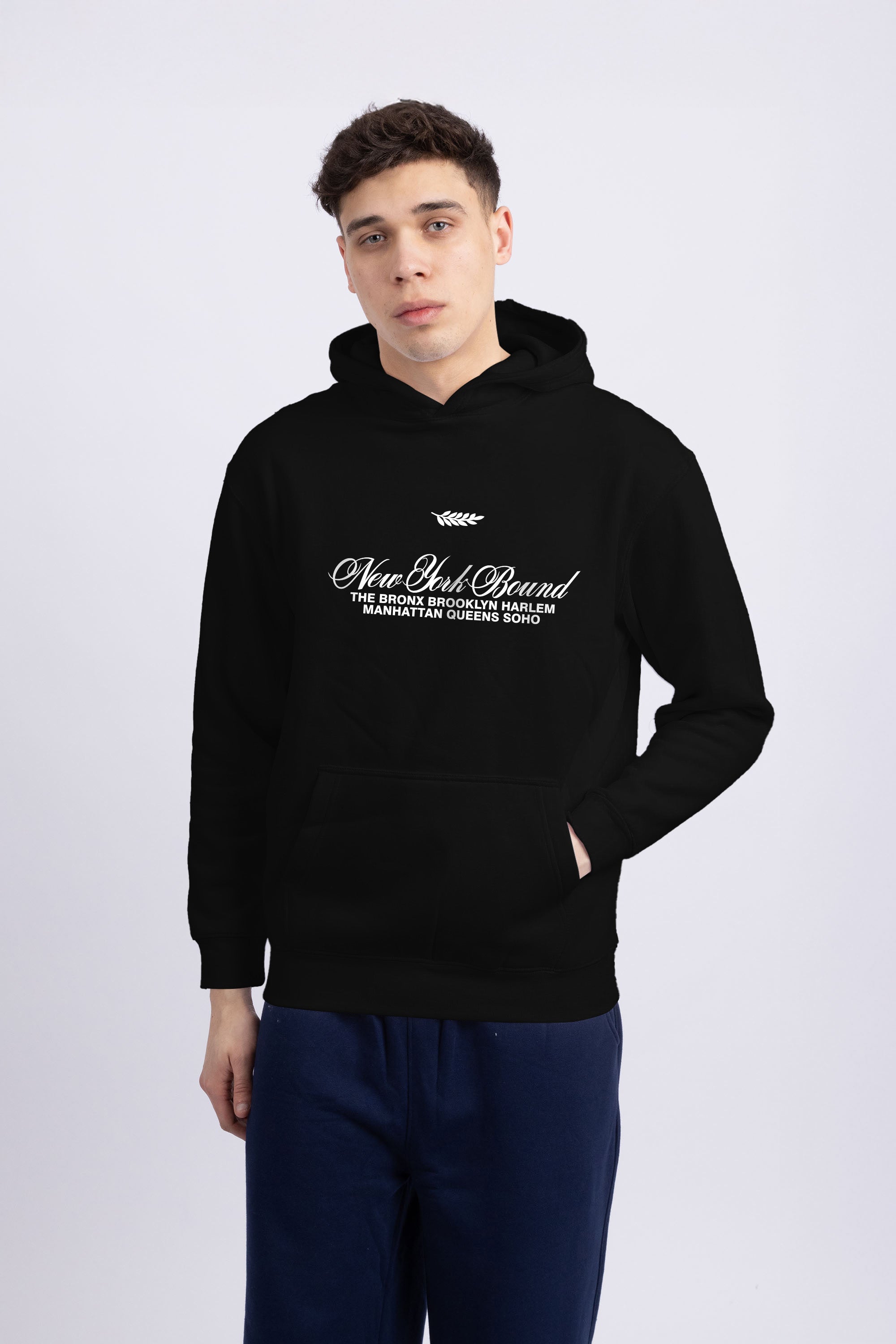 Mens New York Bound Printed Oversized Hoodie
