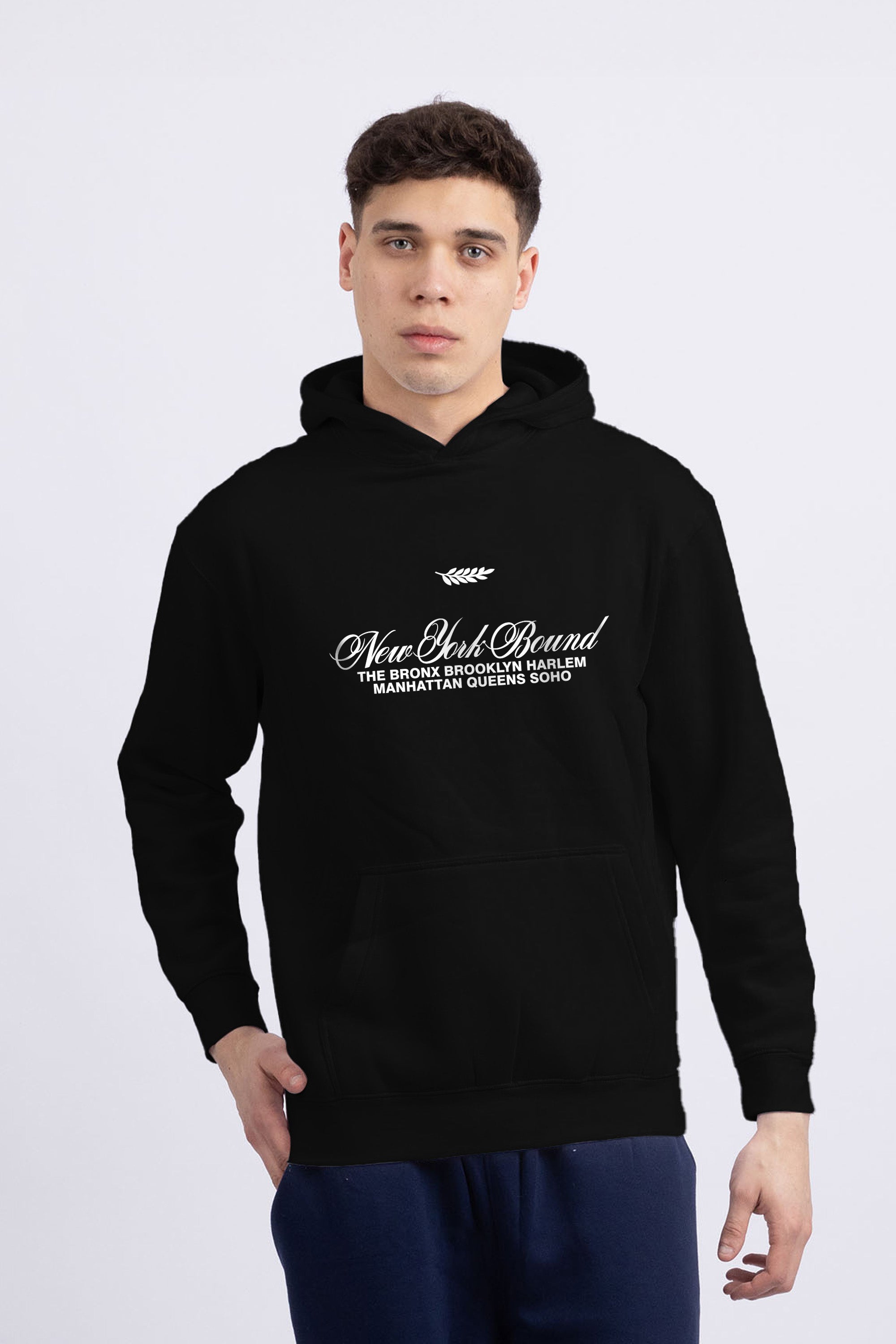 Mens New York Bound Printed Oversized Hoodie