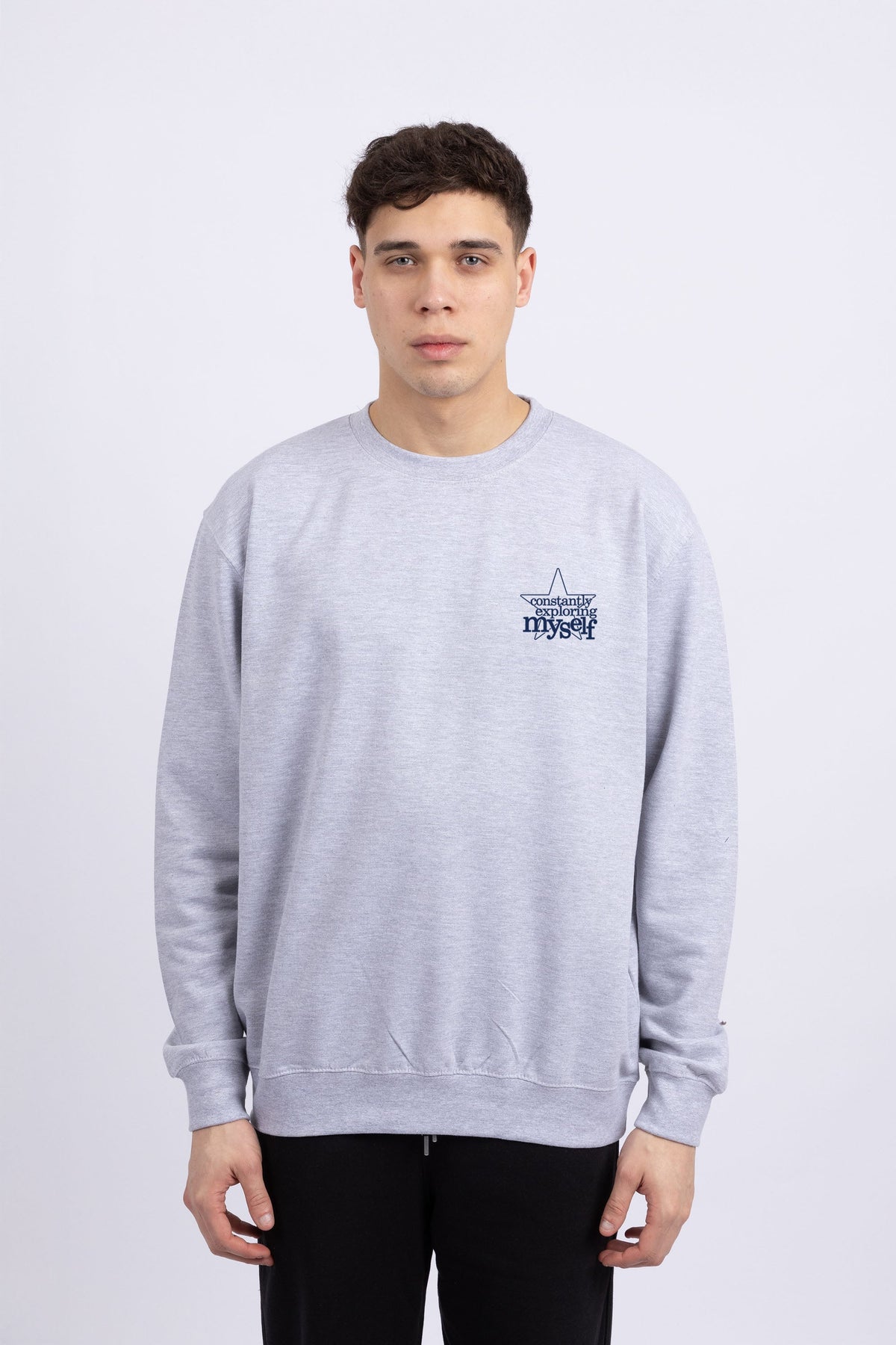 Mens Constantly Exploring Myself Printed Sweatshirt